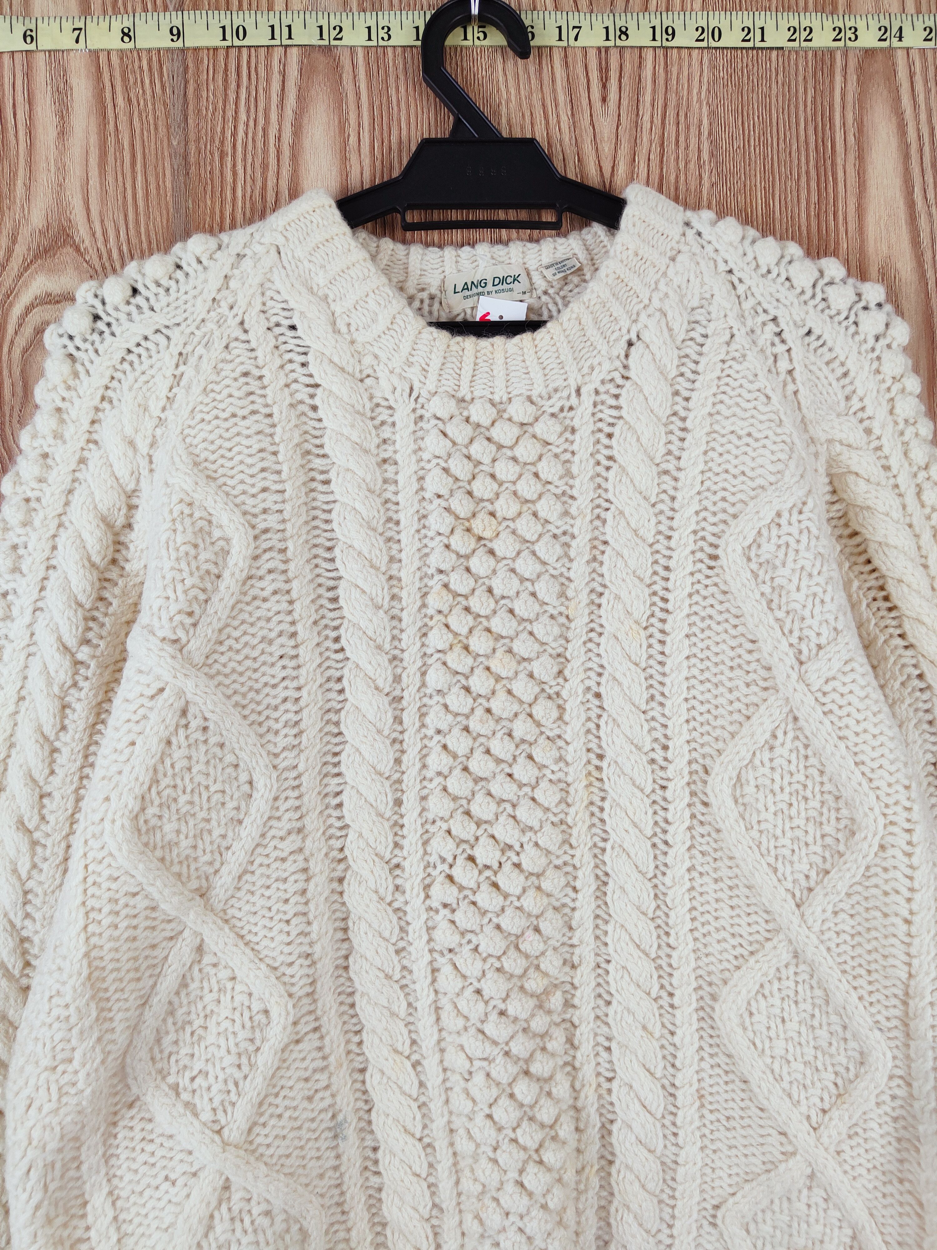 Japanese Brand Long Dick Cream cable Knitwear Sweatshirts #W426 Size S / US 4 / IT 40 - 2 Thumbnail