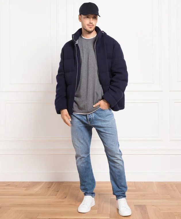 Brunello Cucinelli o1w1db10226 Puffer Padded Jacket in Navy Blue Size US L / EU 52-54 / 3 - 3 Thumbnail