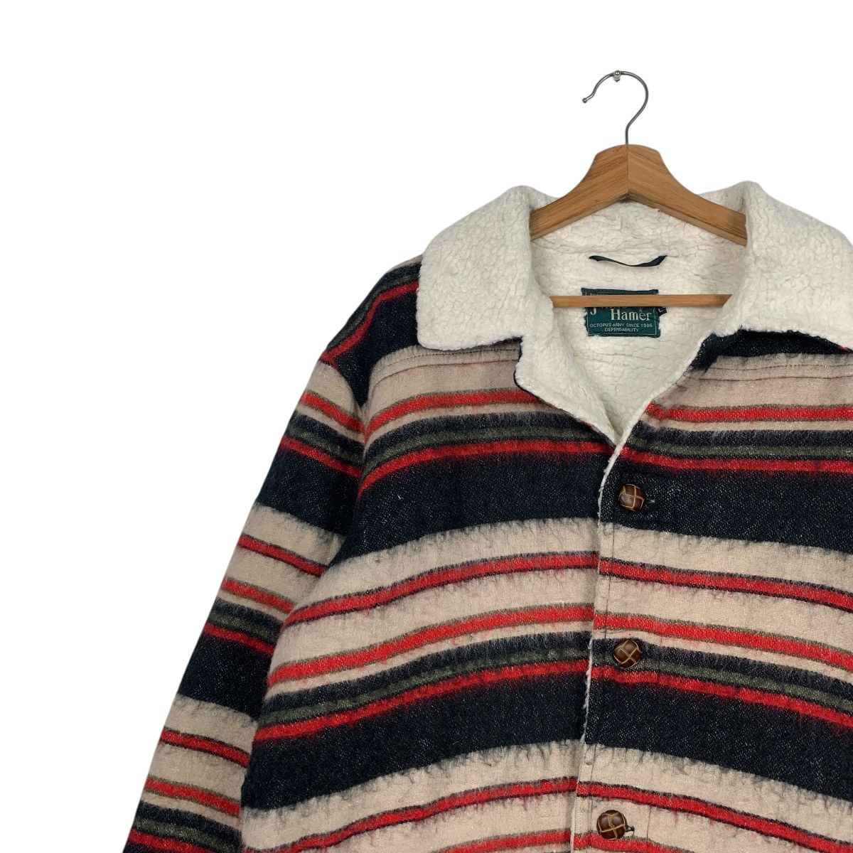 Japanese Brand Johns Hamer Octopus Army Stripe Wool Jacket Size US L / EU 52-54 / 3 - 6 Thumbnail