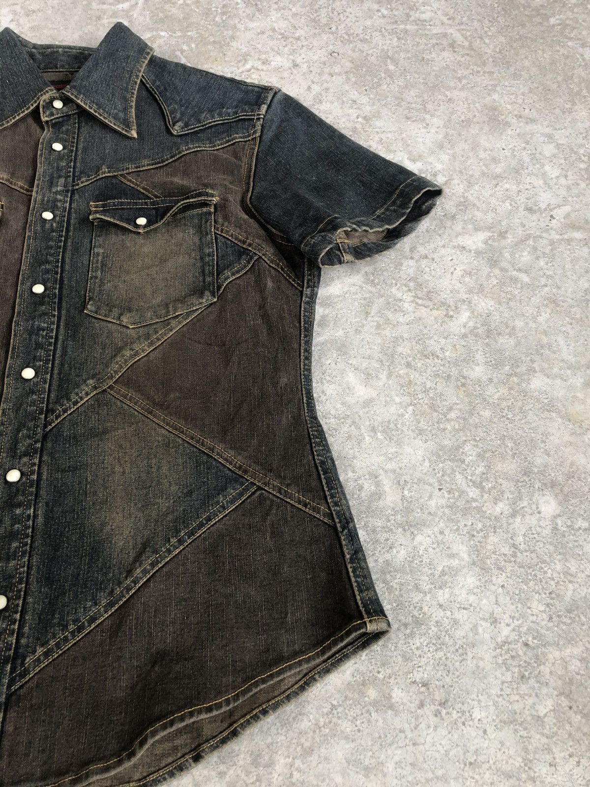 Hysteric Glamour Japanese Modern Lovers Shirt Distressed Denim Patchwork Size US M / EU 48-50 / 2 - 6 Thumbnail