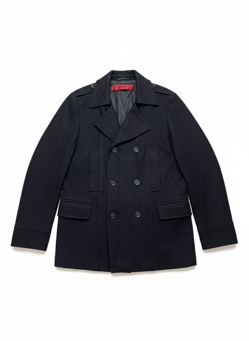 Hugo Boss Black Wool Blend Double Breasted Peacoat Large