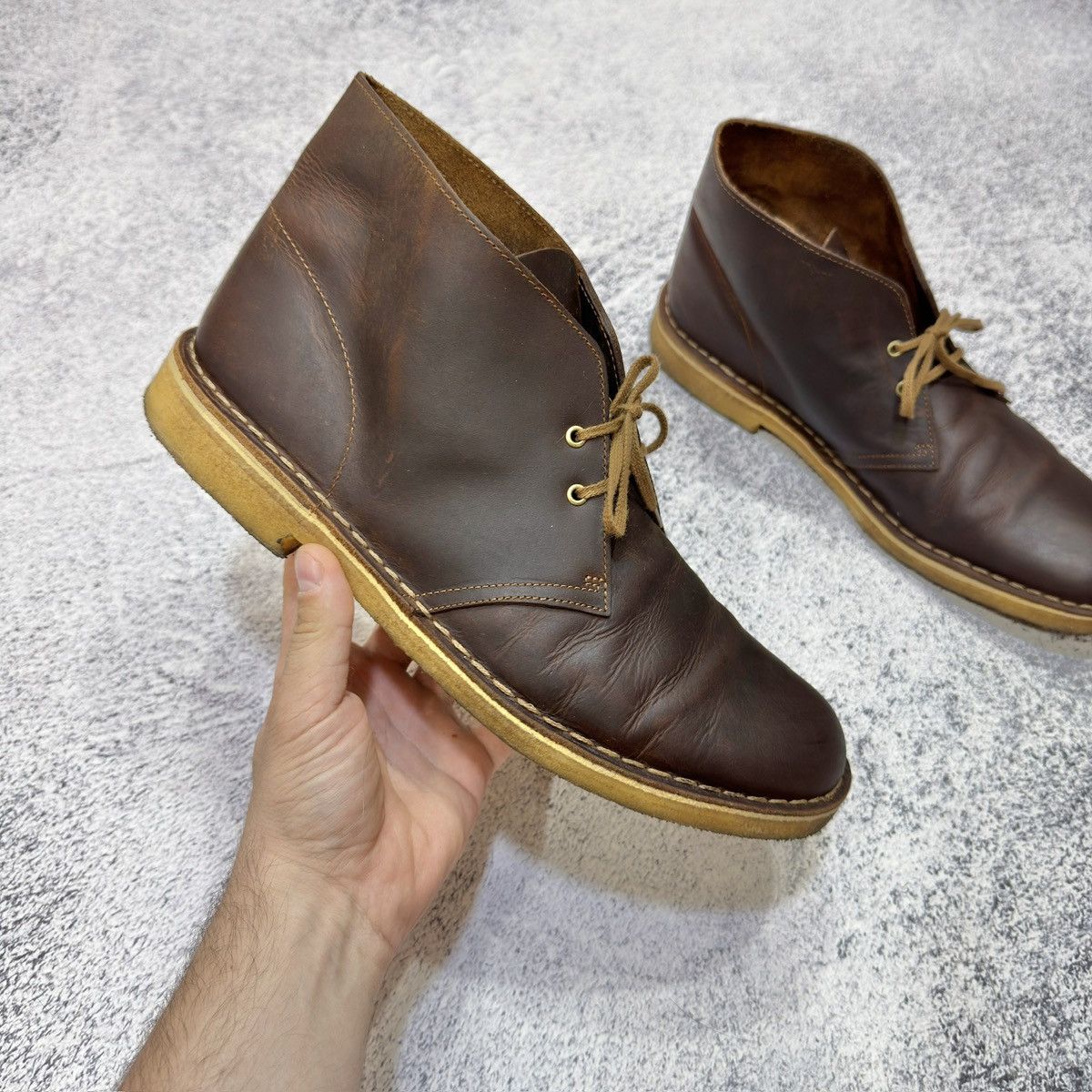 Clarks Clarks Desert Boots Brown Oiled Leather US11.5 UK11 EU45 Size US 11.5 / EU 44-45 - 4 Thumbnail