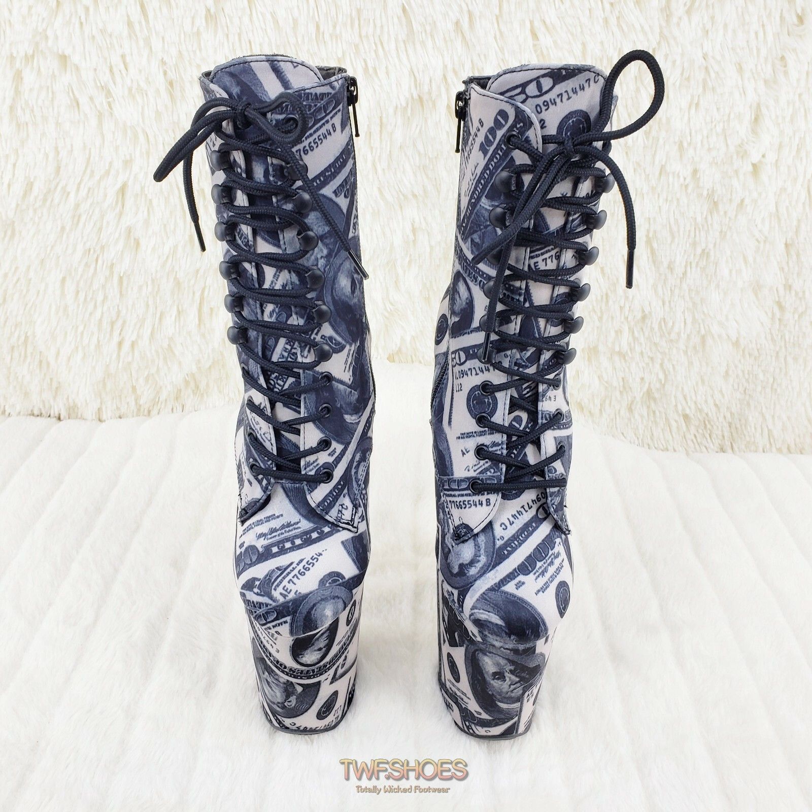 Other Flamingo 1020DP Money Print Platform 8" High Heel Lace Up An Size US 7 / IT 37 - 6 Thumbnail