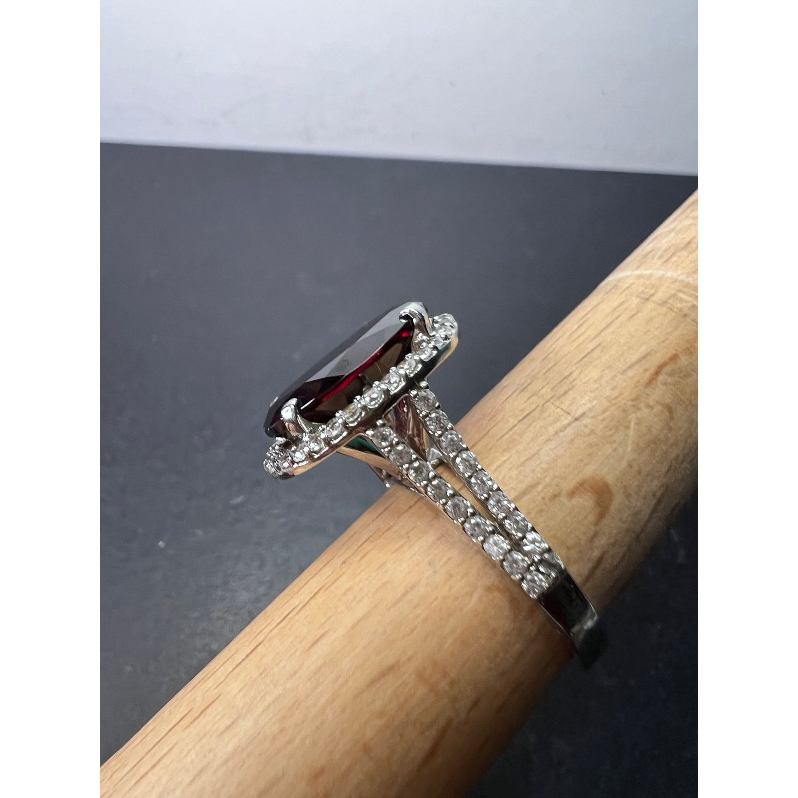 Other Garnet and zircon sterling silver cathedral halo ring size 9 Size ONE SIZE - 9 Thumbnail