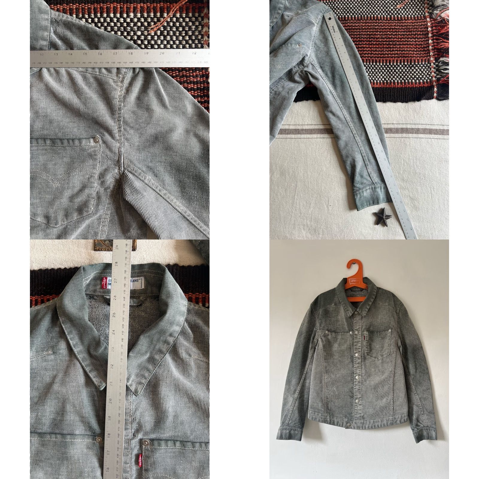 Levi's VINTAGE Levi's Engineered Jacket M Levi's Engineered Corduroy Trucker 38" Chest 2 Front Pockets Twisted 2001 USA Mens Green Brown Denim/Green Jacket Size US M / EU 48-50 / 2 - 10 Thumbnail