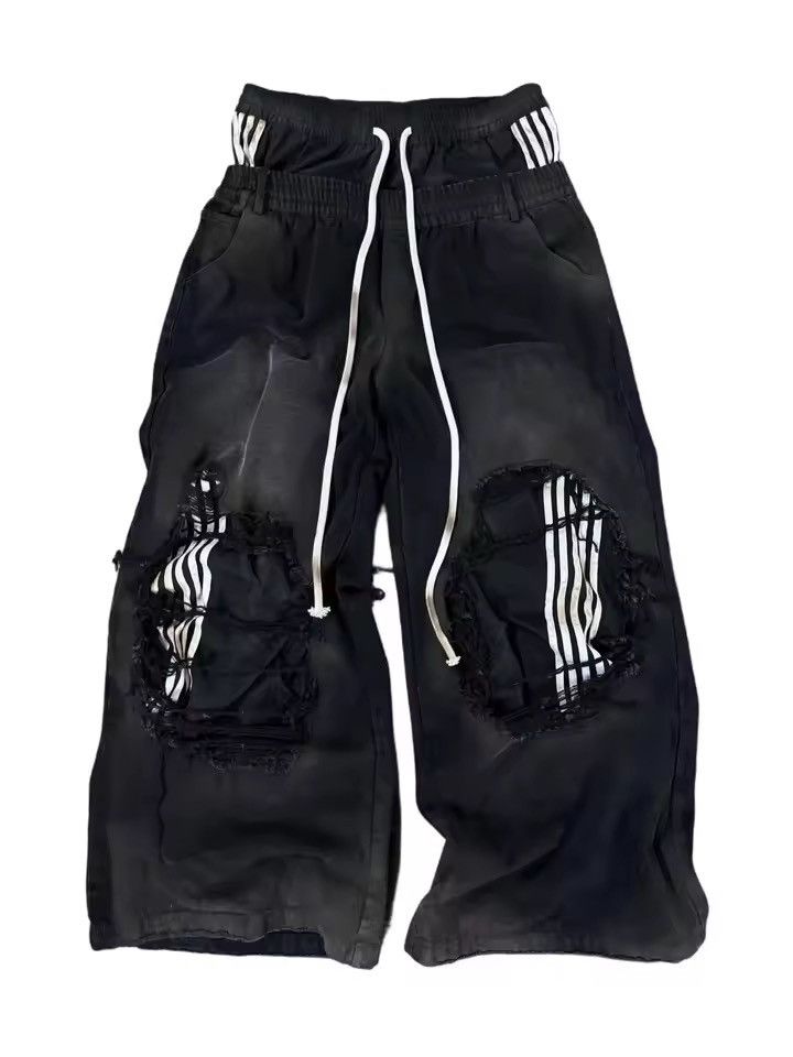 Japanese Brand Black Distressed jogger Pants Size US 30 / EU 46 - 5 Thumbnail