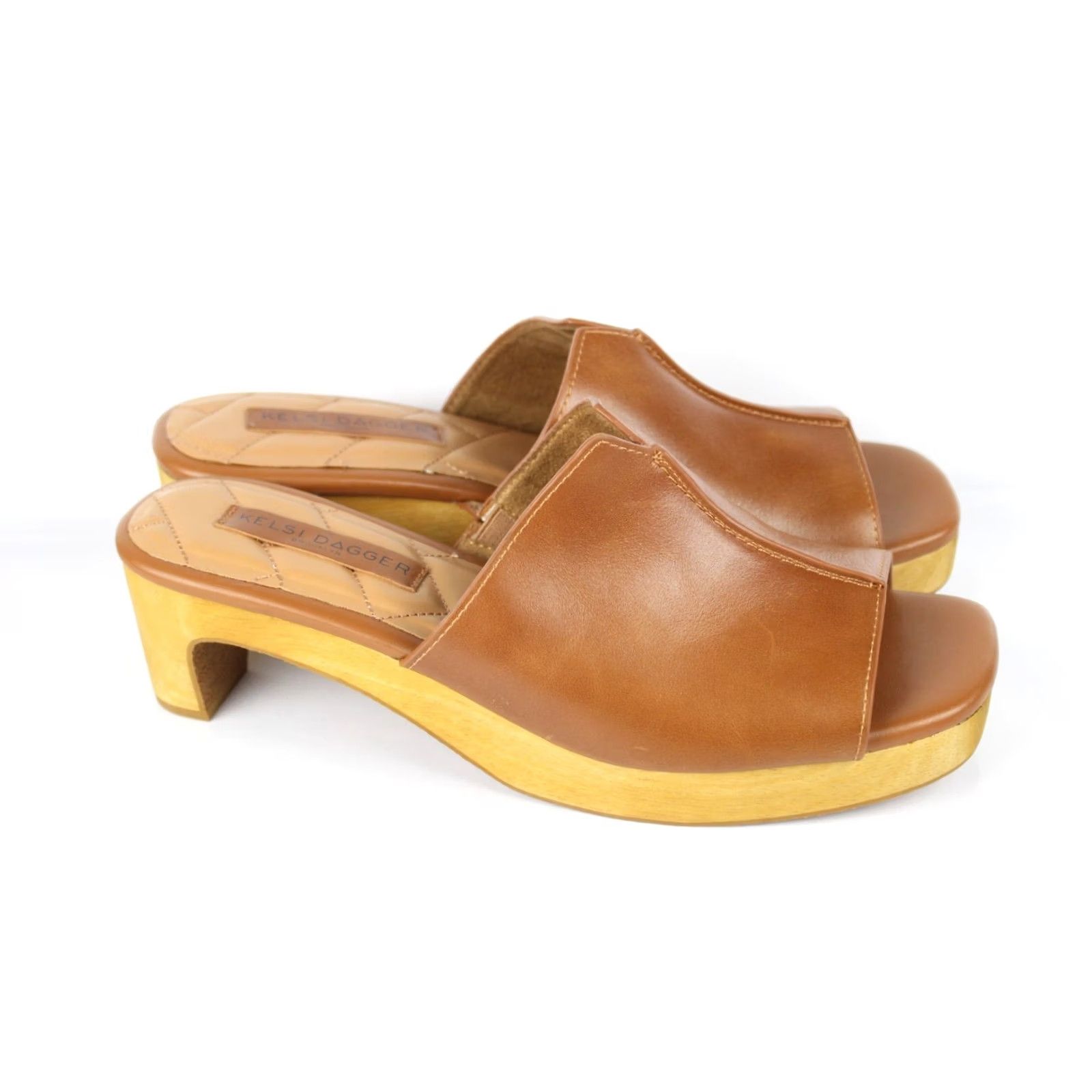 Vintage Kelsi Dagger Women's Ryan Platform Sandals Wood Grain Fox Brown Size 10M Brown Leather Slide Casual Formal Sandal Womens 10 Medium Fox Brown Size US 10 / IT 40 - 2 Thumbnail
