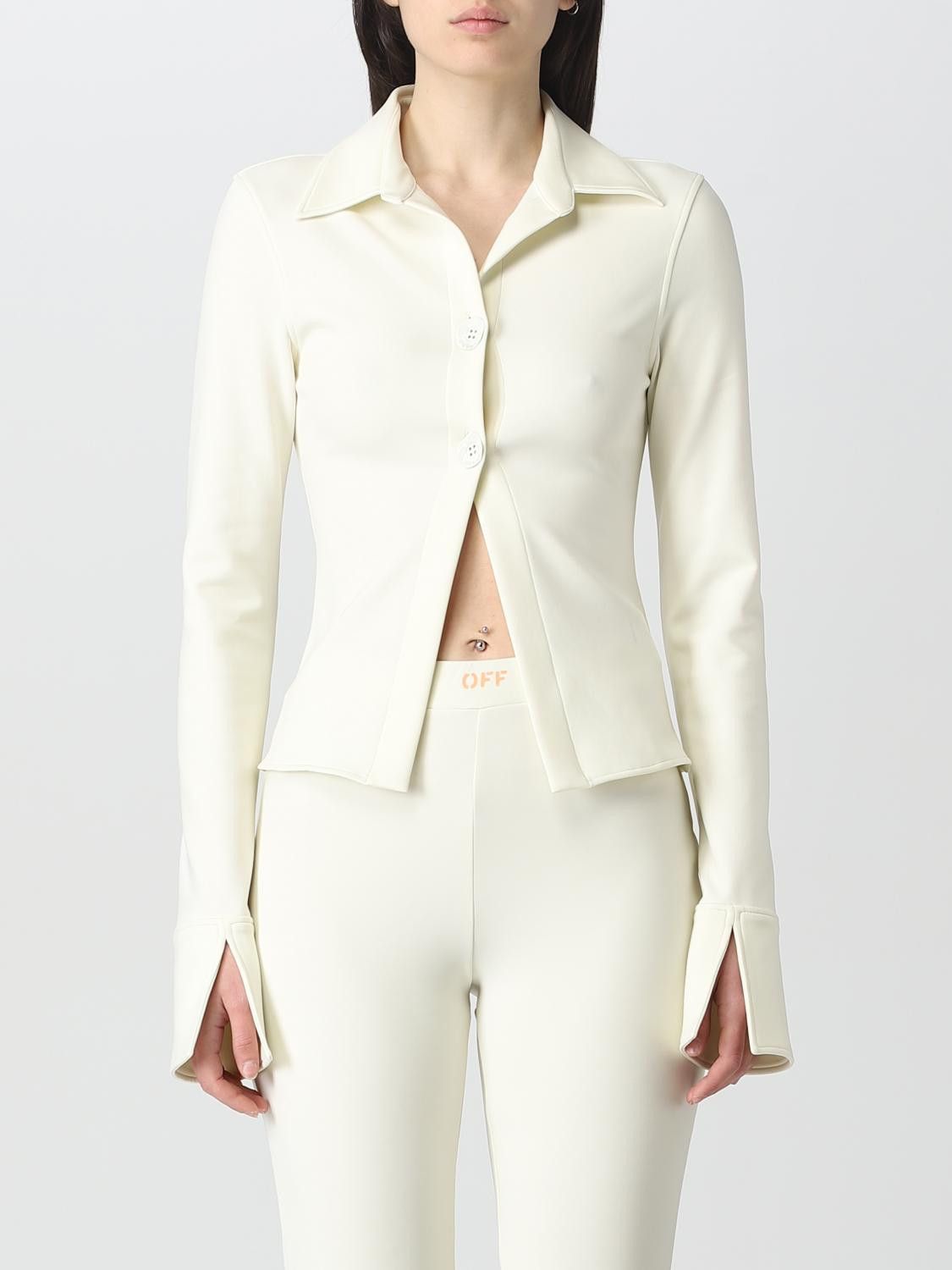 Off-White o1y1225 Solid Color Shirt in Cream Size XS / US 0-2 / IT 36-38 - 1 Thumbnail
