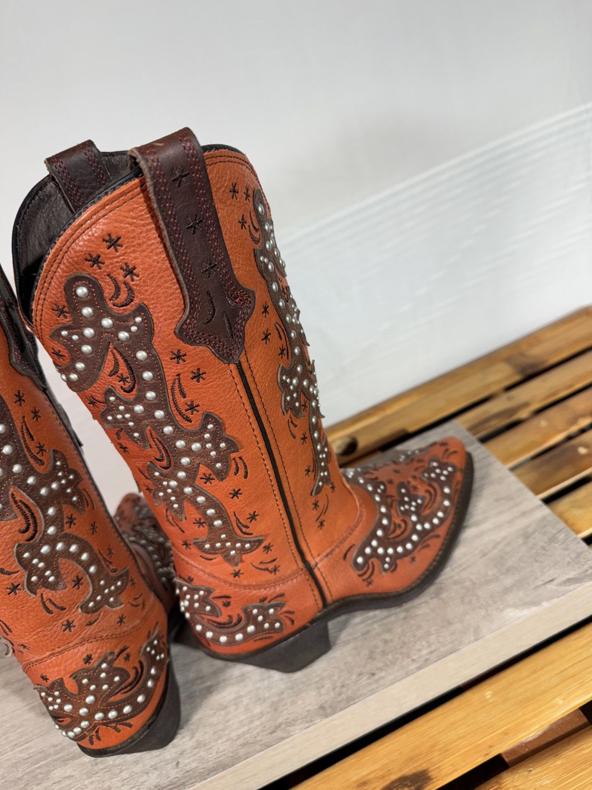 Other Rockin Country Women’s Red Silver Western Cowgirl Boots 6M Size US 6 / IT 36 - 7 Thumbnail
