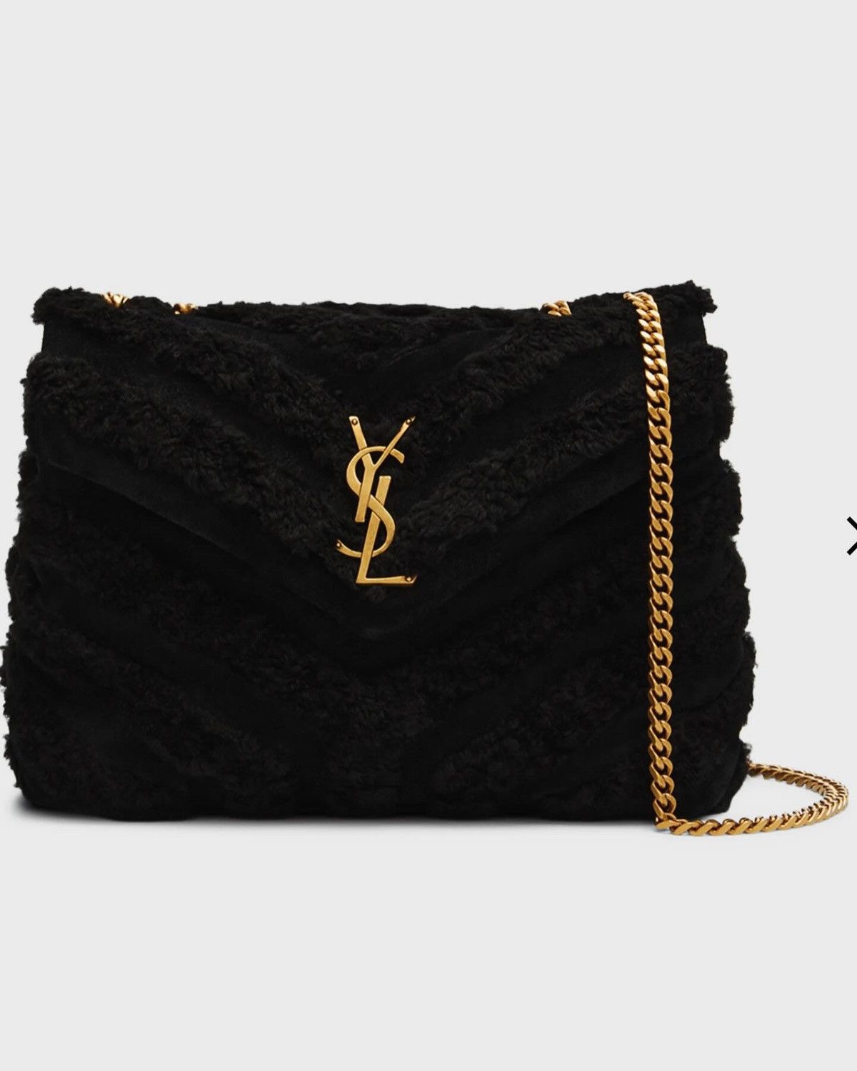 image of YVES Saint Laurent New Saint Laurent (Ysl) Black Sheepskin Shoulder Bag, Women's