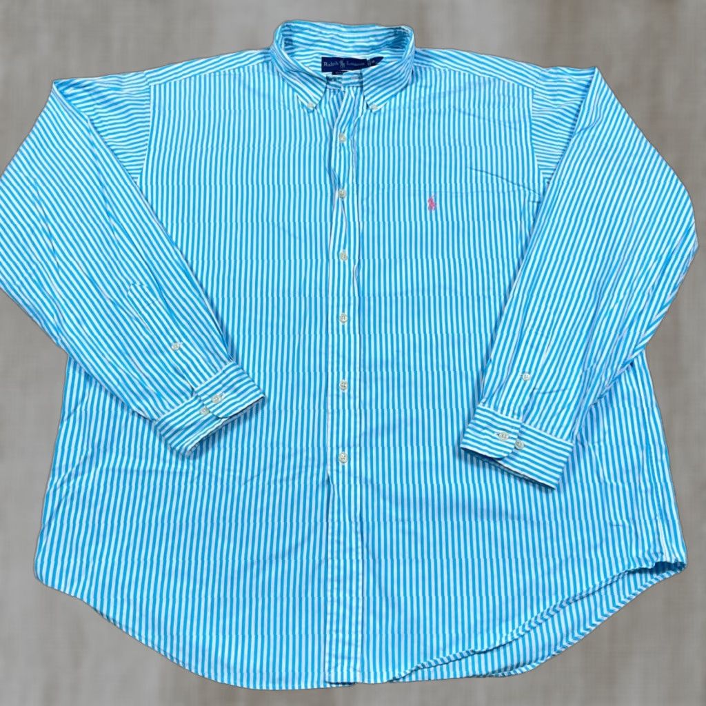 Ralph Lauren Ralph Lauren Shirt Men XXL 2XL Blue Striped Button-Up Poplin Classic Fit Size US XXL / EU 58 / 5 - 1 Thumbnail