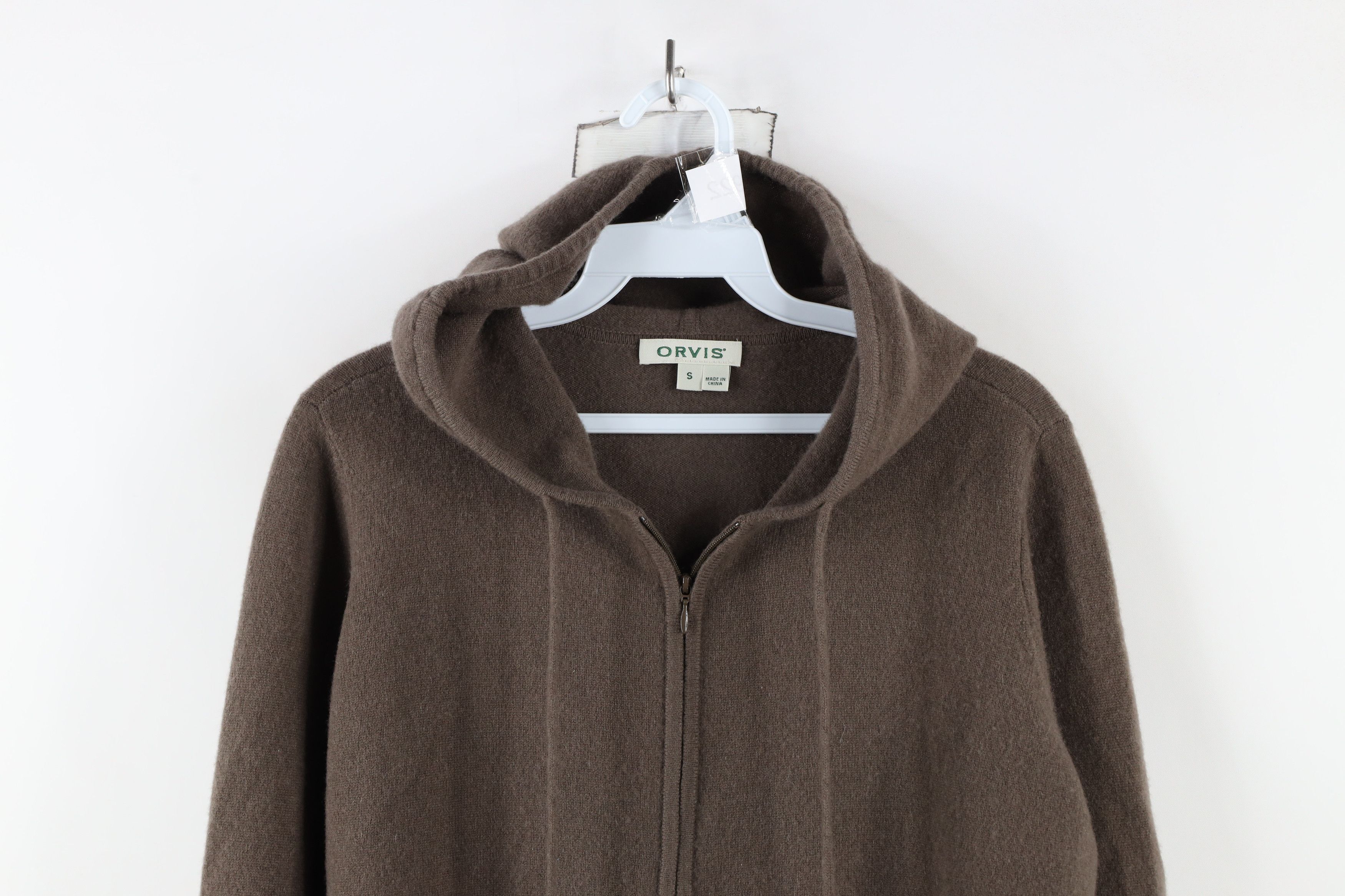 Orvis × Vintage Orvis Blank Soft Cashmere Knit Full Zip Hoodie Sweater Brown Size S / US 4 / IT 40 - 2 Thumbnail