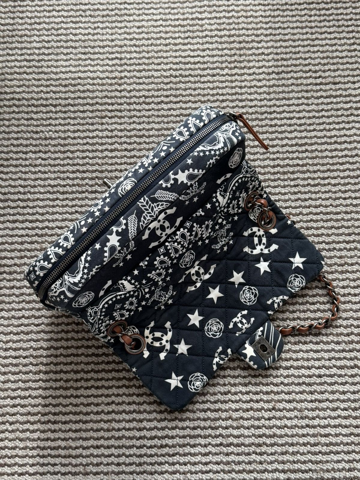 Chanel Chanel 14A Canvas Paris-Dallas Navy Bandana Classic Flap Bag Size ONE SIZE - 5 Thumbnail