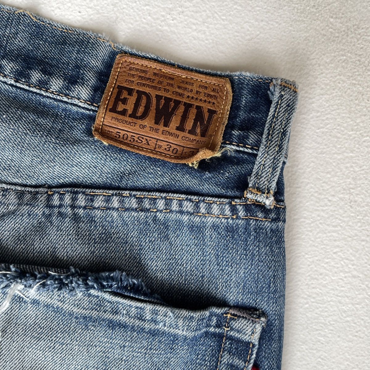 Edwin Thrashed Edwin 505SX Selvedge Crazy Ripped Distressed Denim Size US 30 / EU 46 - 12 Thumbnail