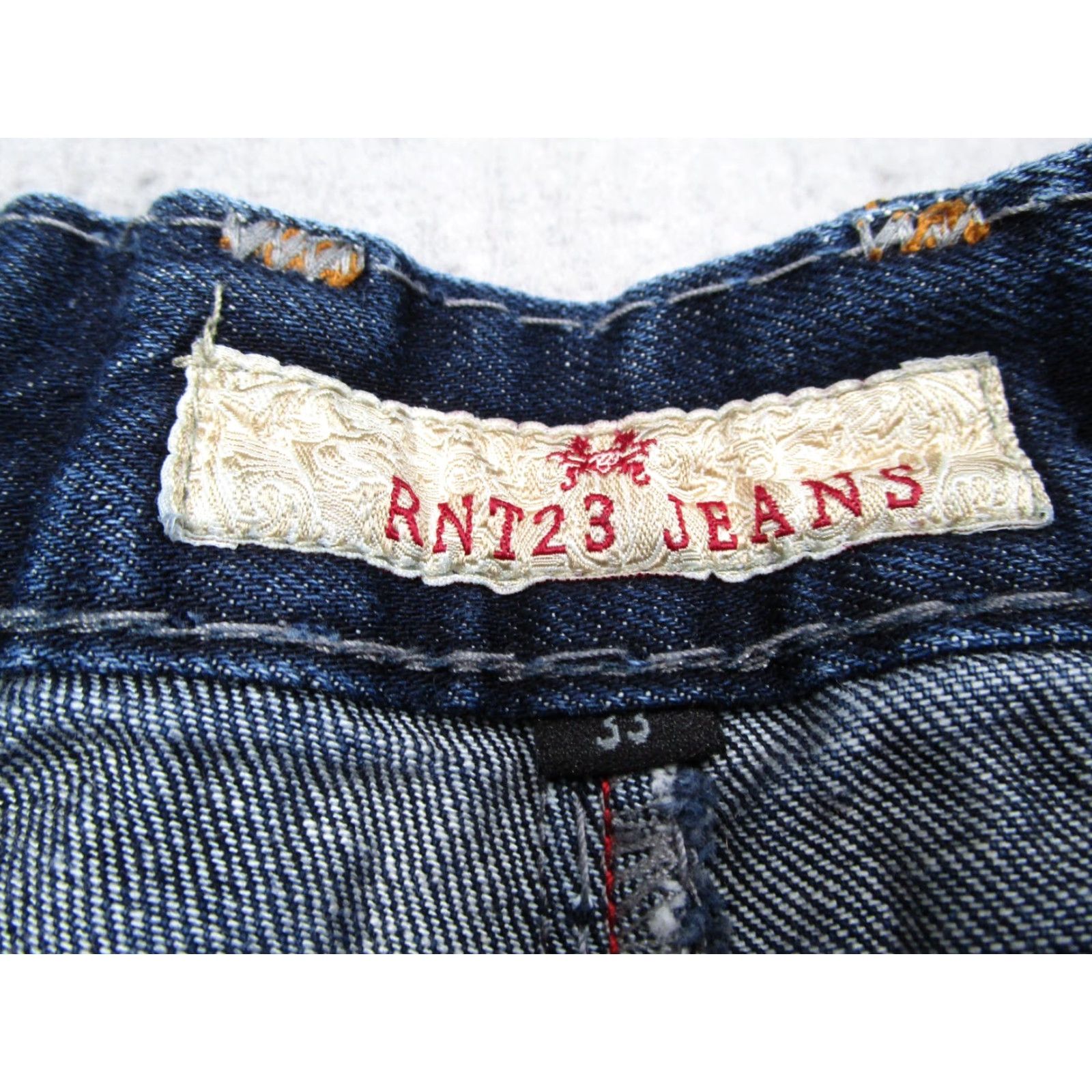 Denime RNT23 Jeans Mens 33 Blue Cotton Button Fly Straight Leg Size US 33 - 3 Thumbnail
