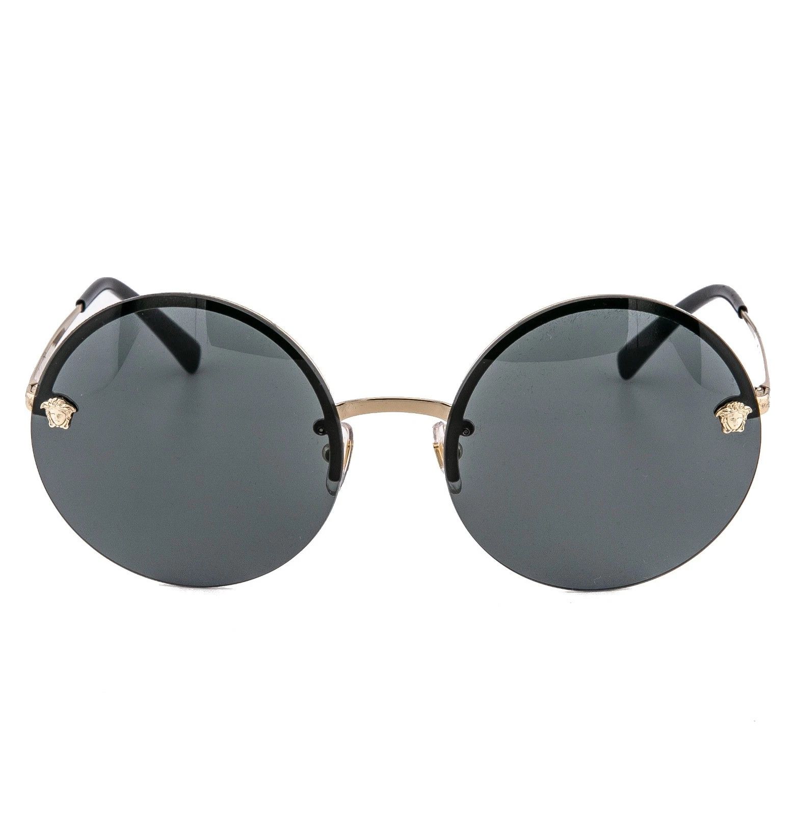 Versace VERSACE VE2176 GLAM Stud Medusa 2176 Black Round Sunglasses Size ONE SIZE - 4 Thumbnail