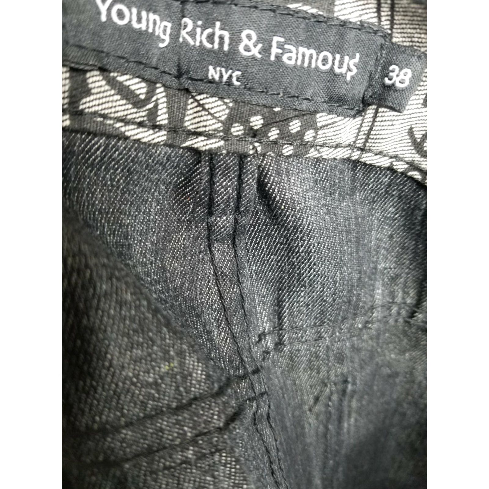Jean Shop Mens 38 Young Rich & Famous NYC Dollar Bill Hip Hop Jeans Shirt Size US 38 / EU 54 - 3 Thumbnail
