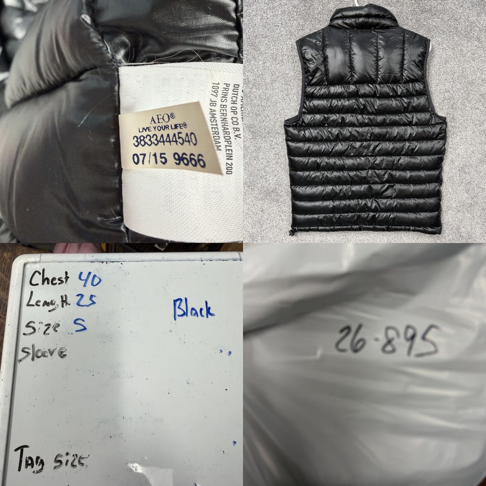 American Eagle Outfitters American Eagle Vest Mens Small Black Quilted Puffer Lightweight Full Zip Pockets Size US S / EU 44-46 / 1 - 9 Thumbnail