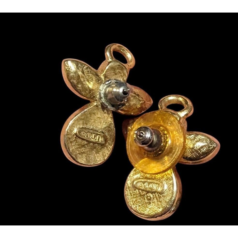 Other Vintage Avon Angel Gold Tone Rhinestone Faux Pearl Stud Earr Size ONE SIZE - 2 Thumbnail