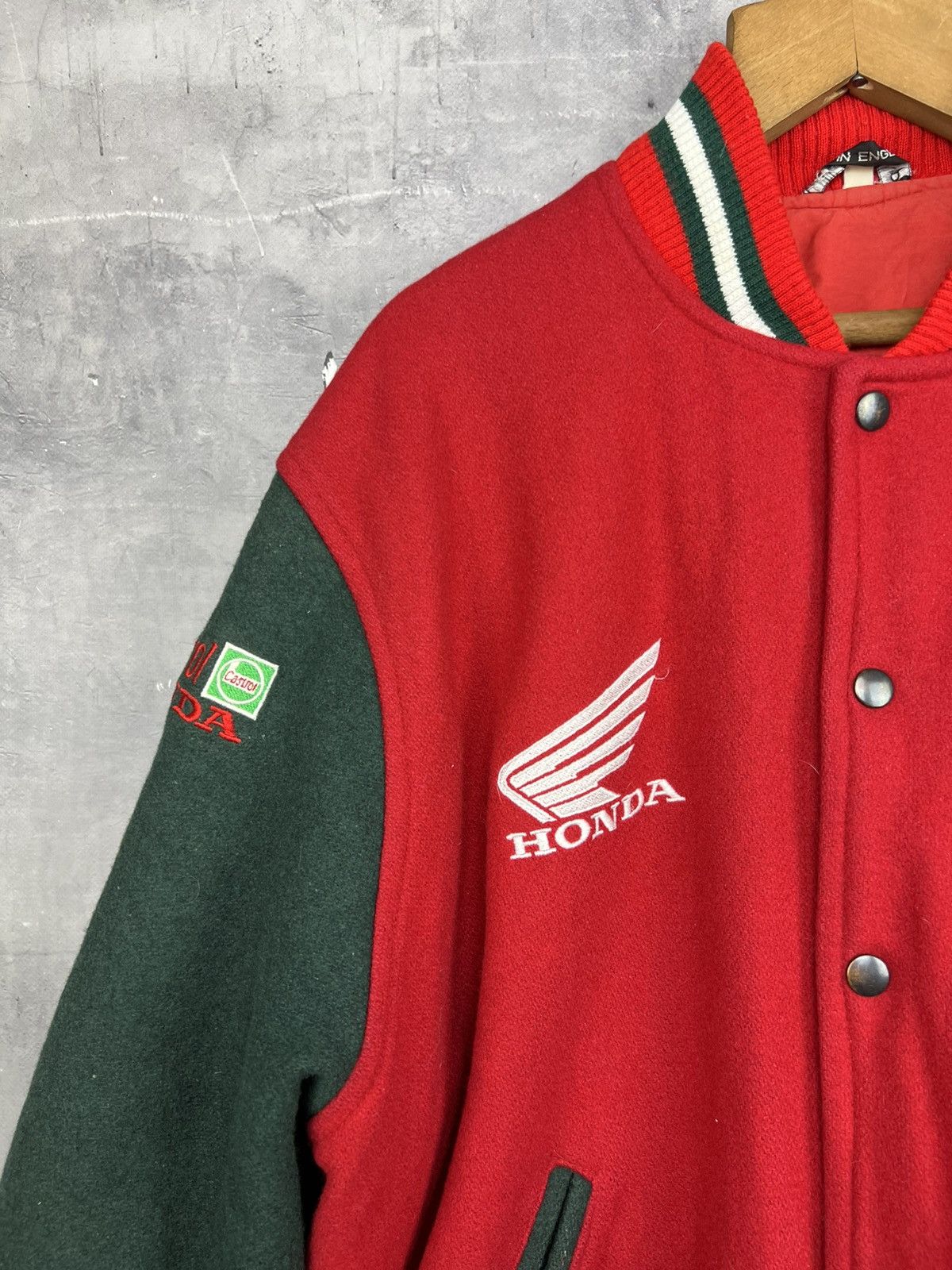 Honda Vintage Honda Castrol Racing Heavy Wool Bomber Jacket Xl Size US XL / EU 56 / 4 - 8 Thumbnail