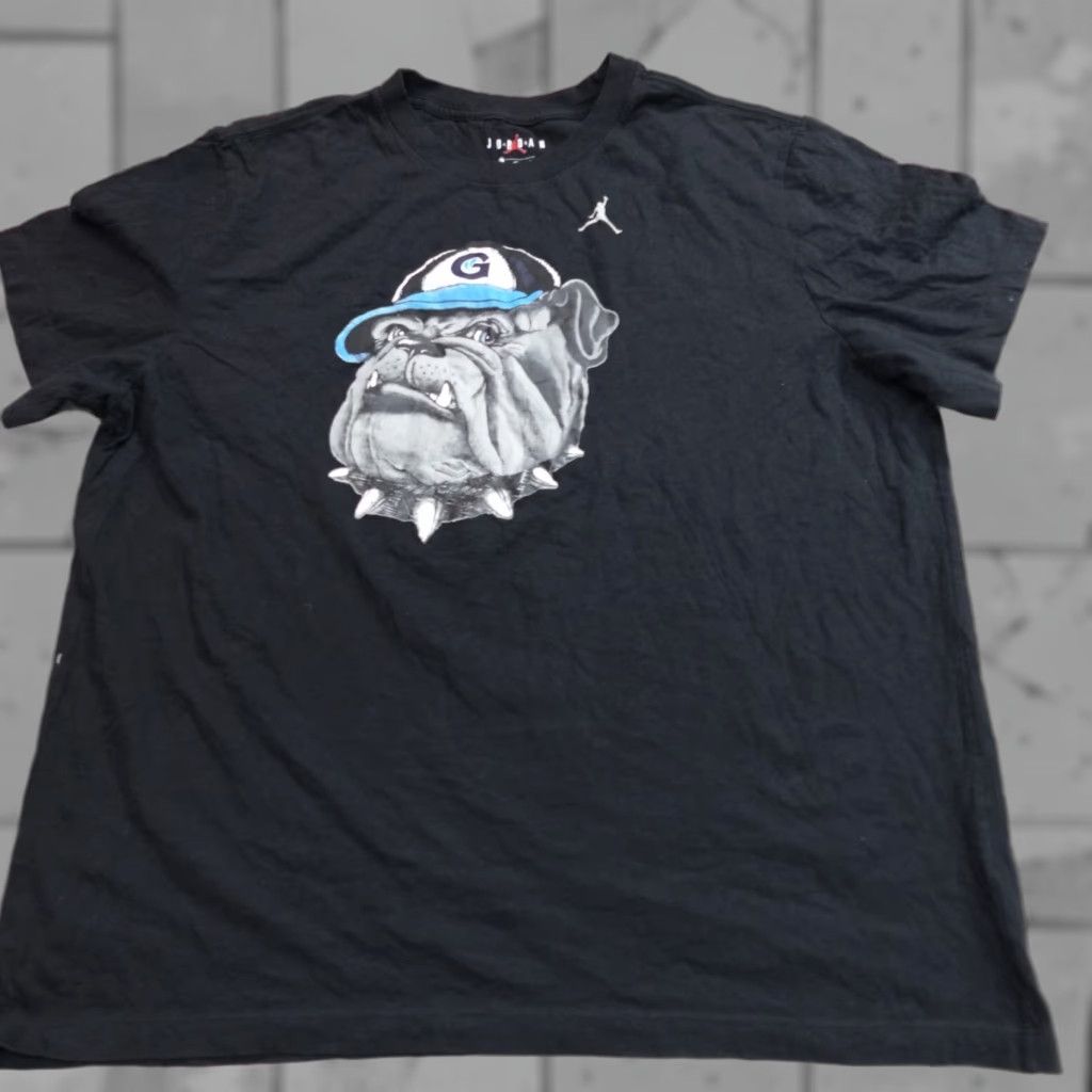 Jordan Brand Nike Georgetown Hoyas Shirt Jordan L Black Short Sleeve Crew Neck Cotton Knit T-Shirt Mens Regular Graphic Print 90s Inspired? Size US L / EU 52-54 / 3 - 1 Thumbnail