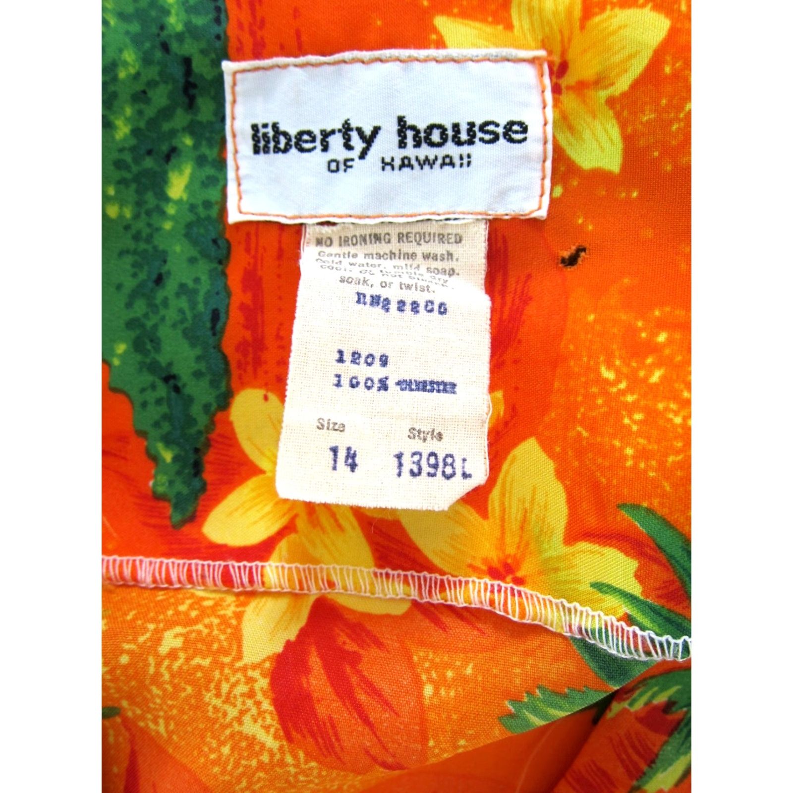 House of CB VINTAGE Liberty House Of Hawaii Dress Maxi 14 Orange Floral Long Women's Size XL / US 12-14 / IT 48-50 - 3 Thumbnail