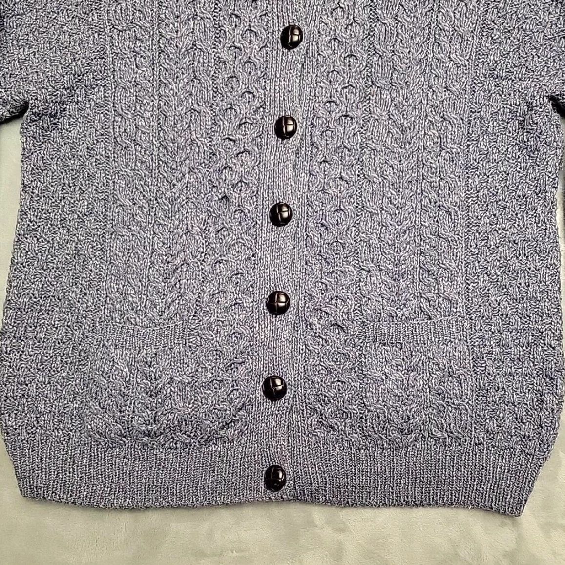 Vintage Carraigdonn Sweater Womens M Blue Cable Knit Cardigan Merino Wool Fishermans Size M / US 6-8 / IT 42-44 - 2 Thumbnail