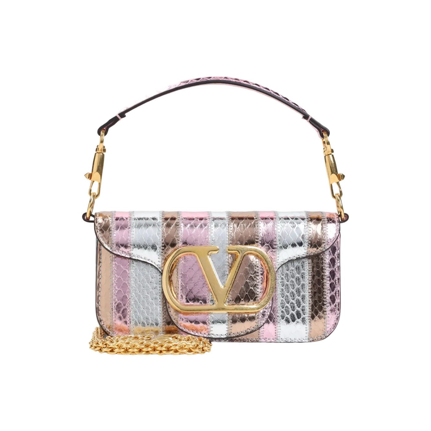 VALENTINO GARAVANI Loco Small ORO ROSA Leather Shoulder Bag