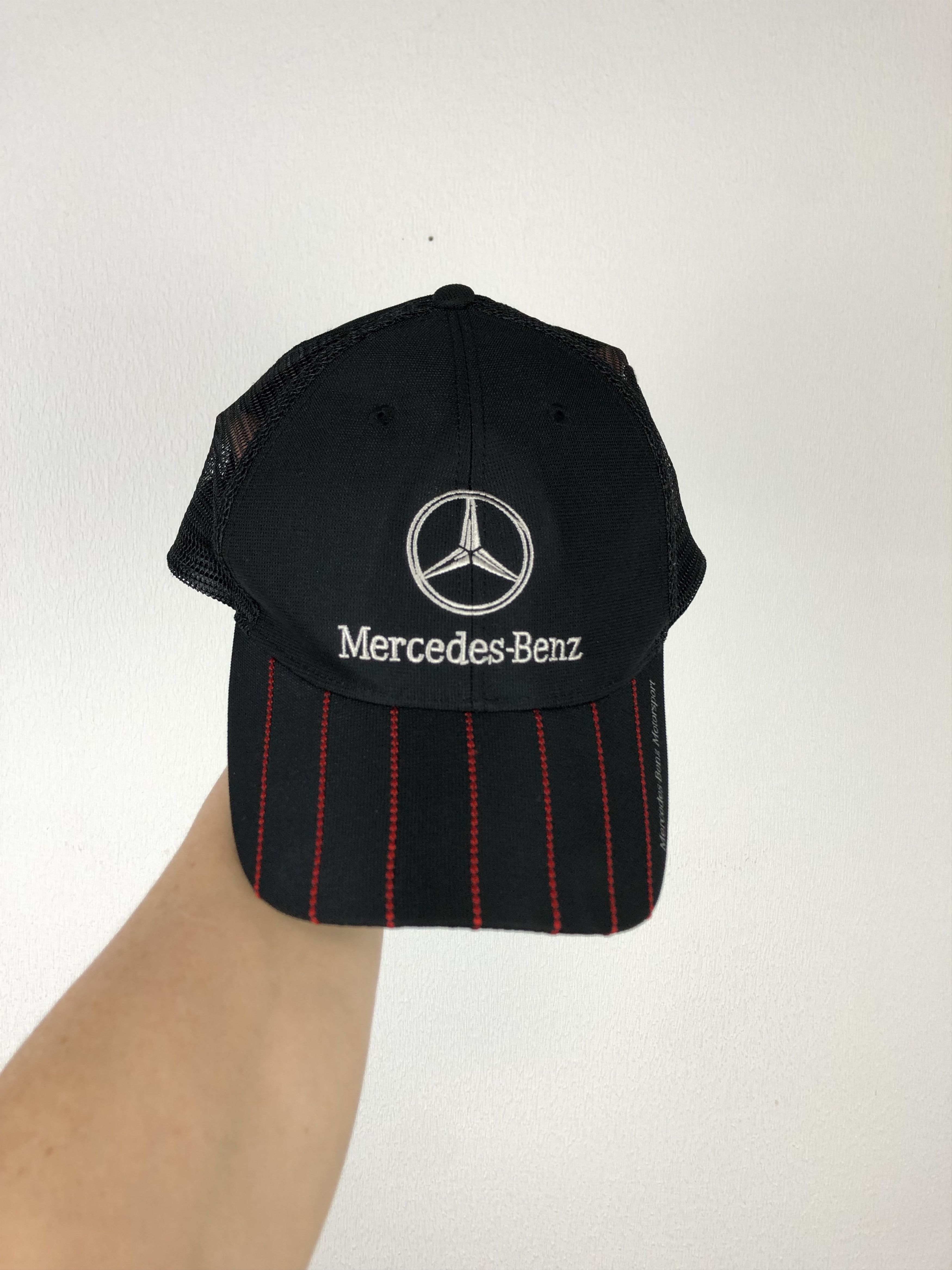 Vintage Mercedes Benz Racing Black Cap Hat Snapback Adult