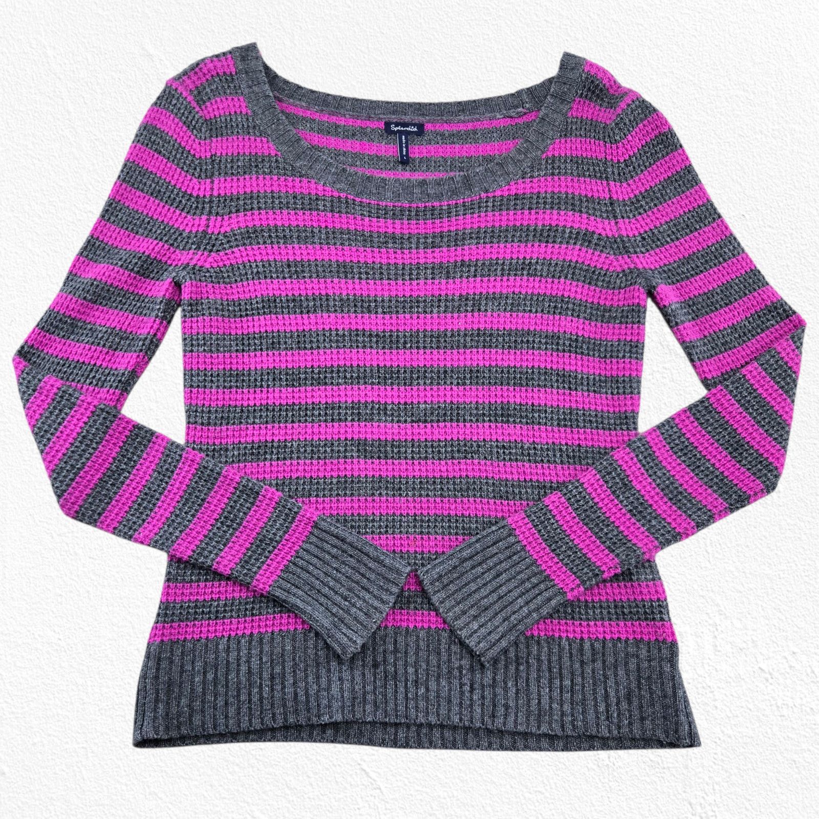 Splendid Splendid Gray Pink Stripe Scoop Neck Sweater Size Medium Size M / US 6-8 / IT 42-44 - 2 Thumbnail