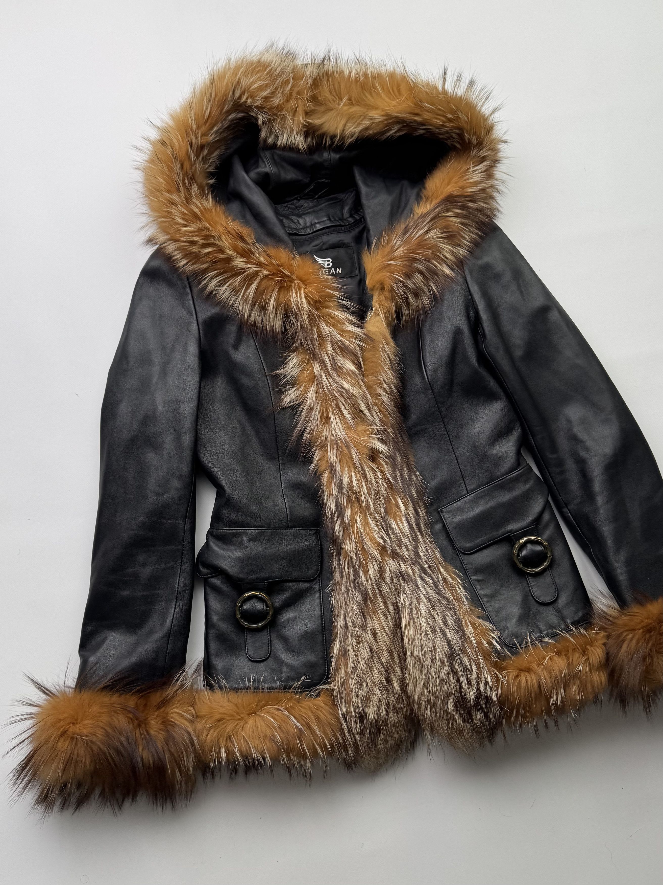 Japanese Brand Vintage Leather Jacket With Real Fur Details B703(V69)E2 Size M / US 6-8 / IT 42-44 - 2 Thumbnail
