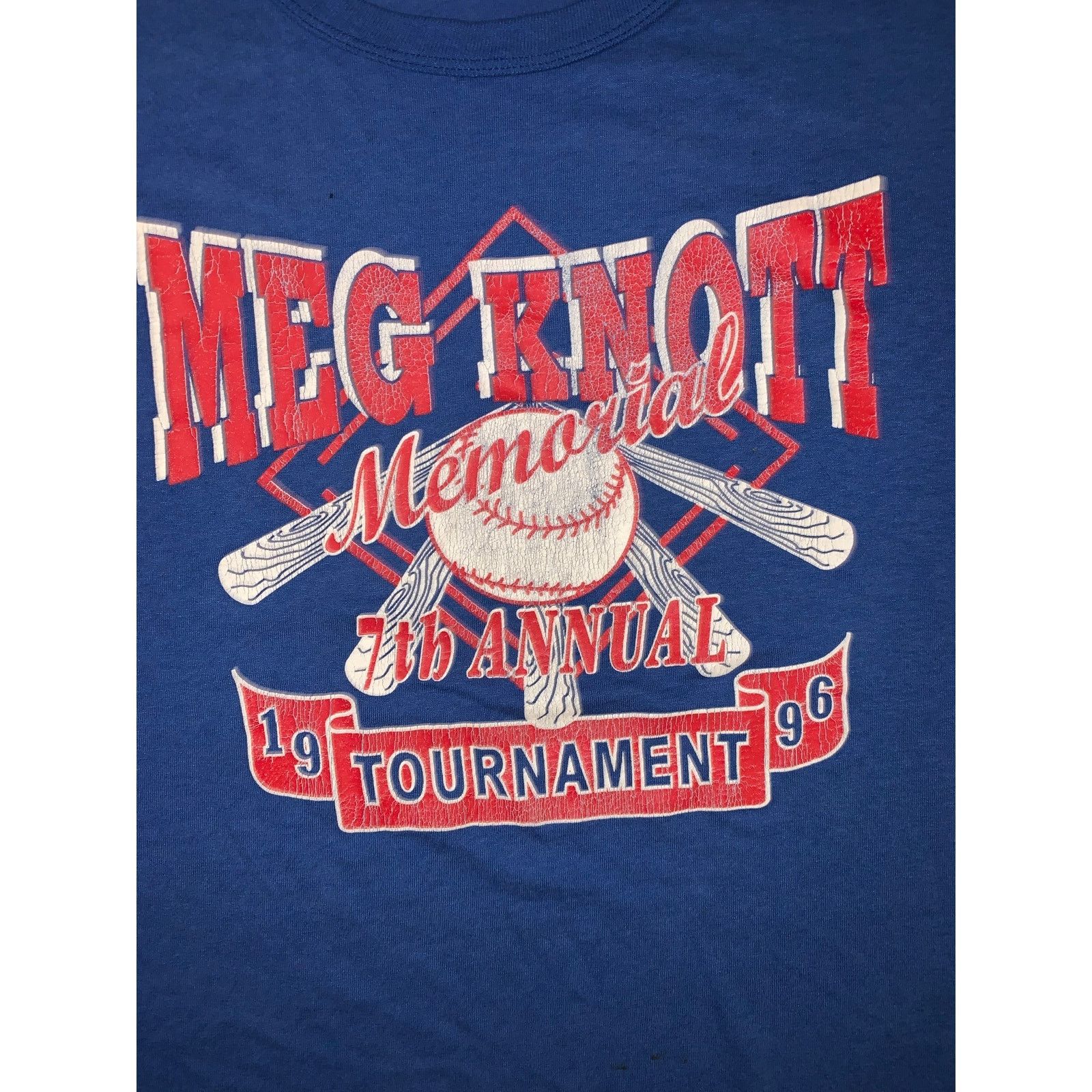 Russell Athletic × Vintage Meg Knott Memorial Baseball Tee XL Blue USA Single Stitch Size US XL / EU 56 / 4 - 3 Thumbnail
