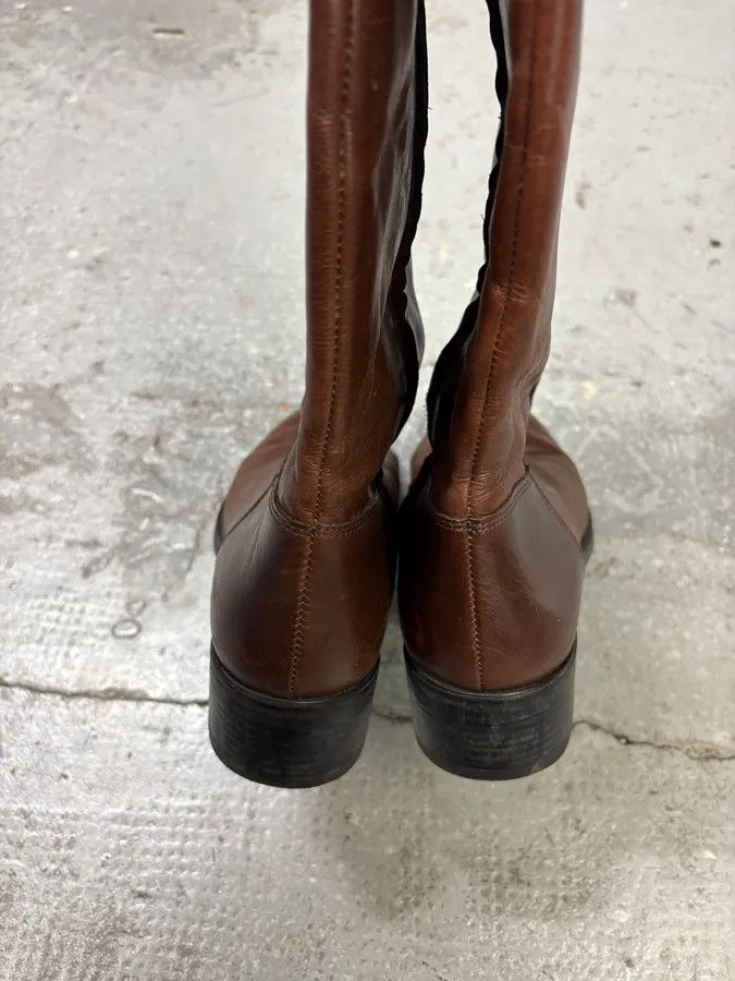 Miu Miu × Vintage MiuMiu Minimalist Pure Brown Leather Ankle Boots Size US 7 / IT 37 - 3 Thumbnail