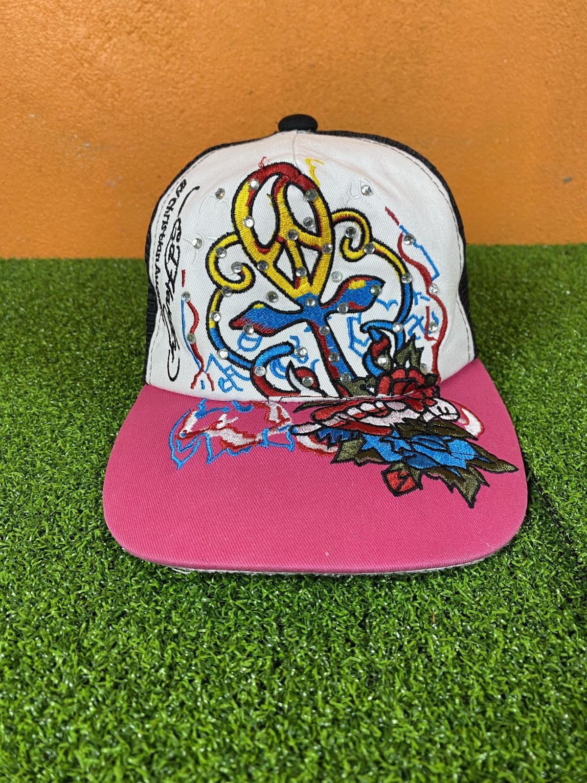 Christian Audigier Vintage Ed Hardy Trucker Cap Rhinestone Christian Audigier Size ONE SIZE - 4 Thumbnail