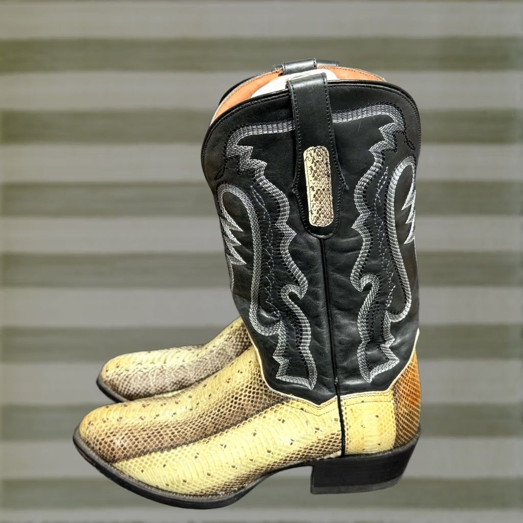 Dan Post Dan Post Exotic Python Men Size 9.5 D DP 285 Black Snakeskin Cowboy Boots Size US 10 / EU 43 - 1 Thumbnail
