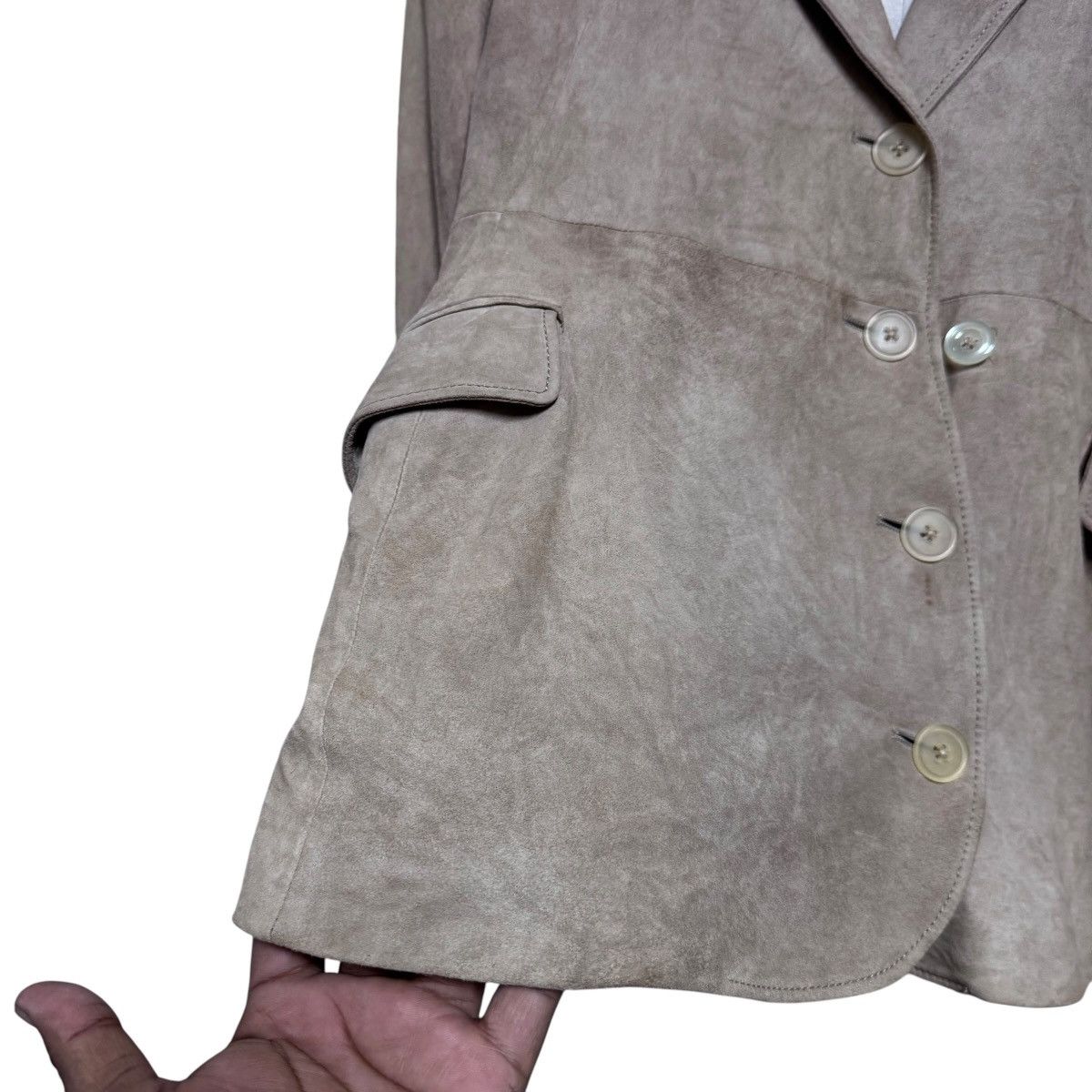 Jil Sander Jil Sander Suede Leather Blazer Jacket Beige Size XS / US 0-2 / IT 36-38 - 6 Thumbnail