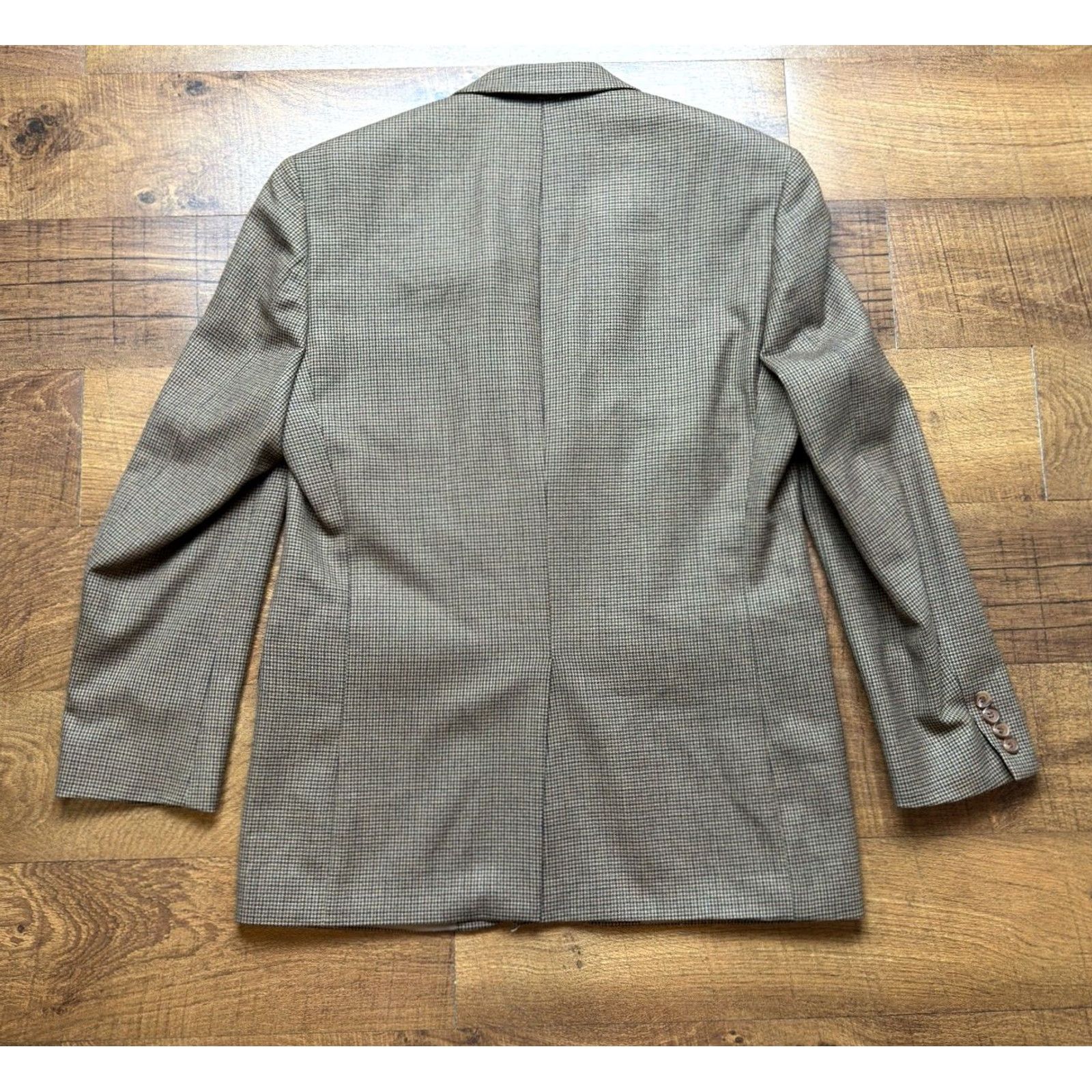Ralph Lauren Ralph Lauren Blazer Single-Breasted Two-Button 100% Wool Houndstooth Overcheck Brown 40R Mens Jacket Coat Shirt? Size 40R - 3 Thumbnail