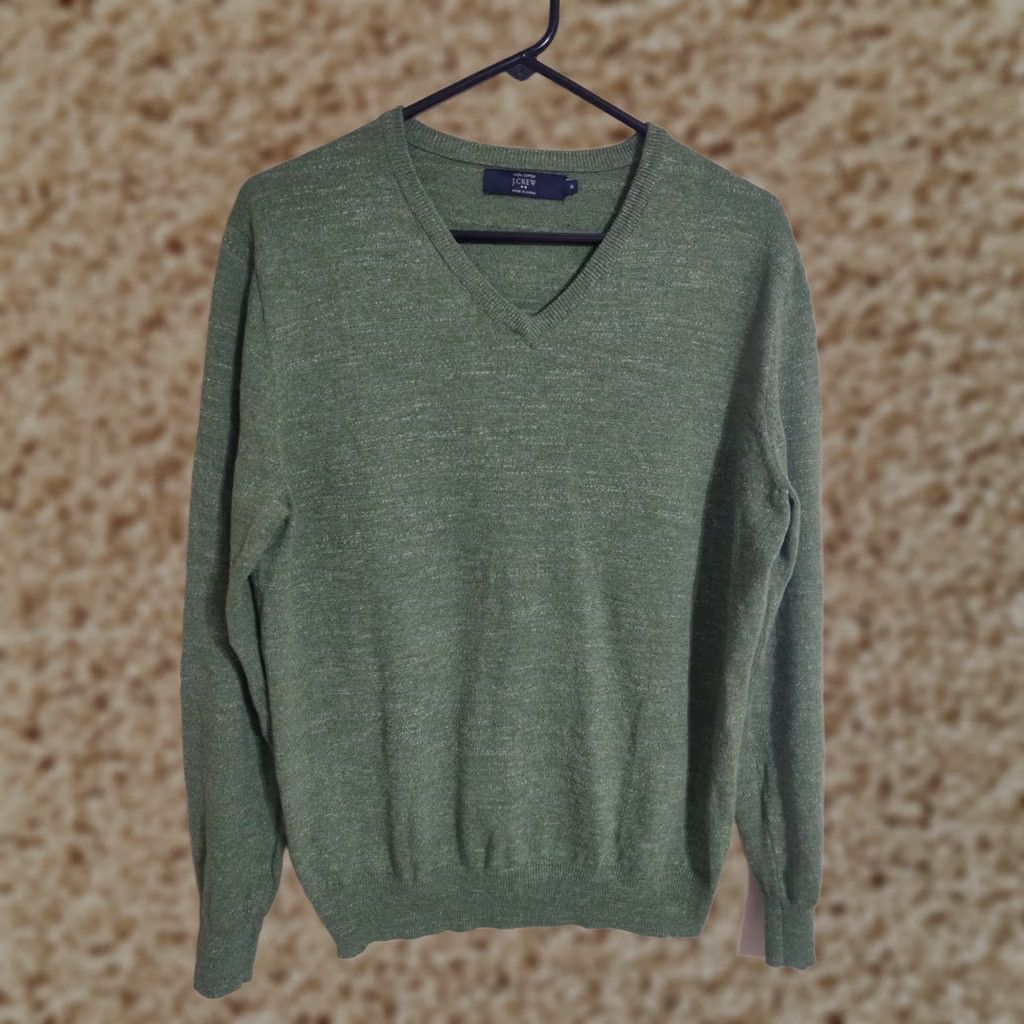 J.Crew J. Crew Heathered Green V-Neck Sweater Men's Medium M Cotton Size US M / EU 48-50 / 2 - 1 Thumbnail