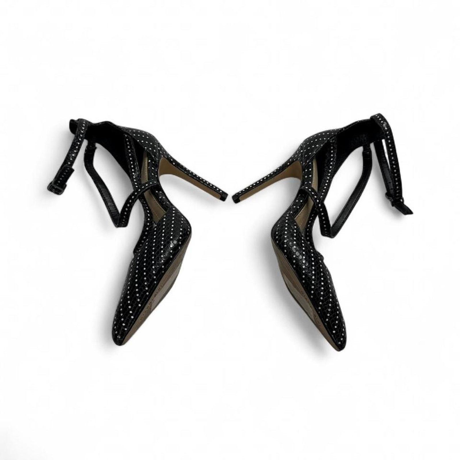 Other Gianni Bini Black polka dot strappy heels silver stud size 6 Size US 6 / IT 36 - 7 Thumbnail