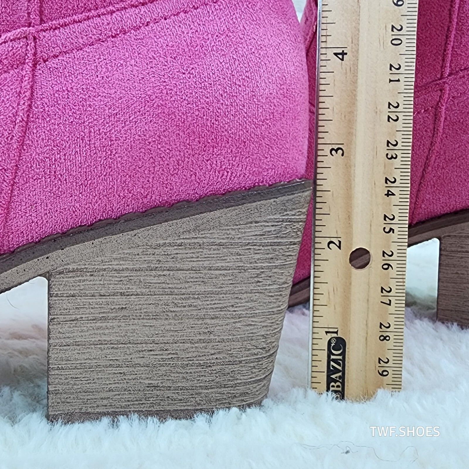 Other Wild Ones Fuchsia Pink Faux Suede Pull On Mid Calf Cowboy Co Size US 8.5 / IT 38.5 - 4 Thumbnail