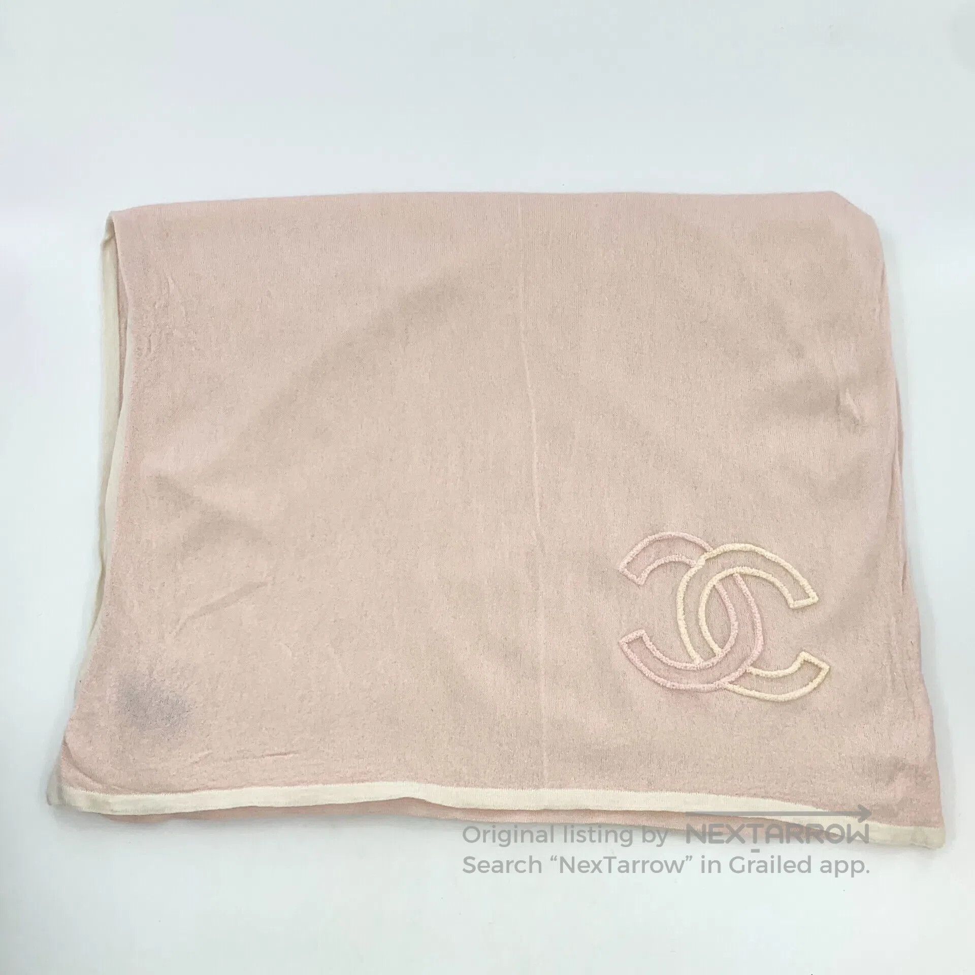 Chanel Chanel Light pink double C embroidery cashmere scarf| Size ONE SIZE - 1 Thumbnail