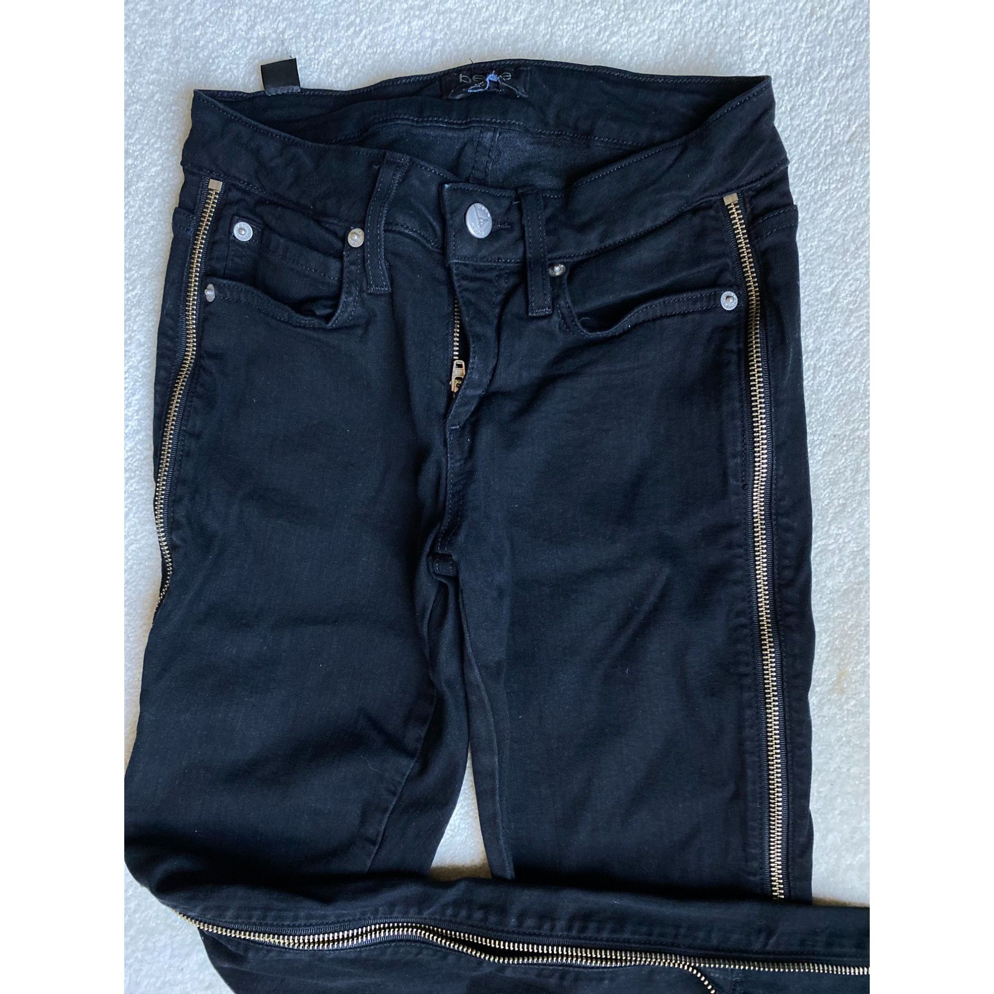 Bebe Bebe Side Zipper Skinny Jeans black sz 25 Size 25" / US 0 / IT 36 - 5 Thumbnail