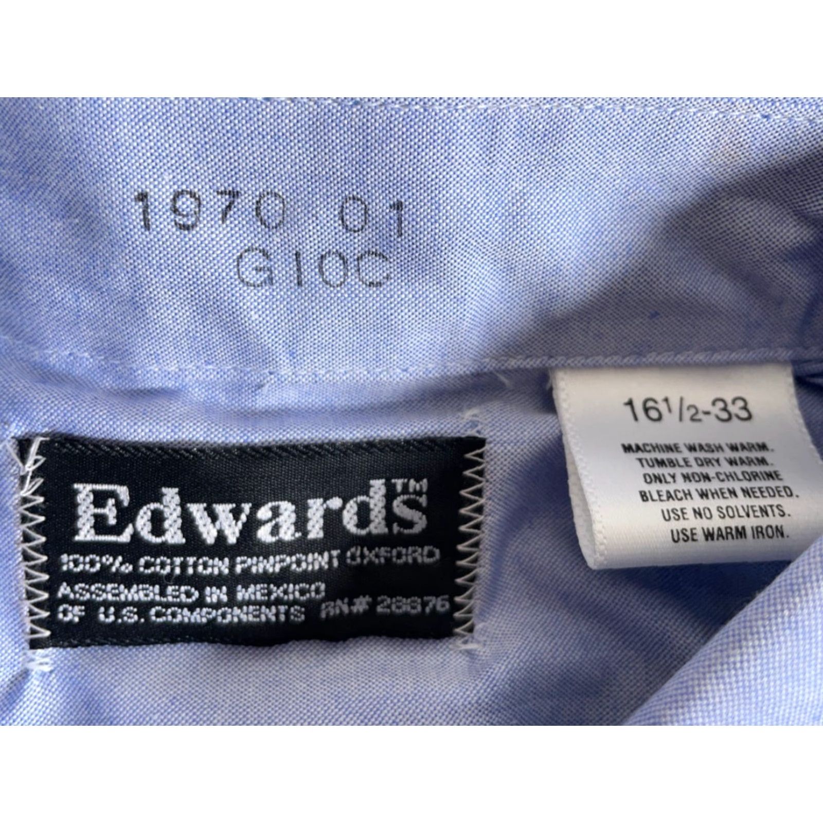 Vintage VINTAGE Edwards GM Powertrain Work Shirt Men Large Blue Oxford Embroidered 90s Grunge Heavyweight Size US L / EU 52-54 / 3 - 3 Thumbnail