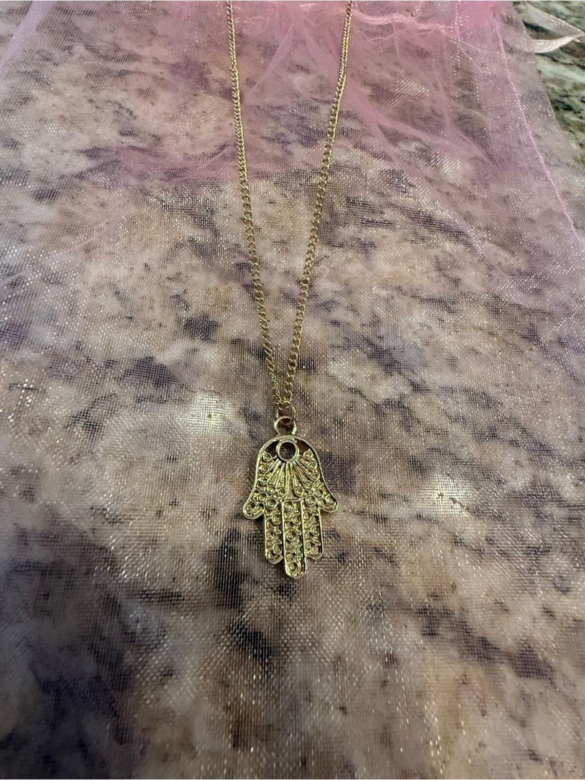 Other Rhinestone hand charm necklace gold dainty link chain Size ONE SIZE - 5 Thumbnail