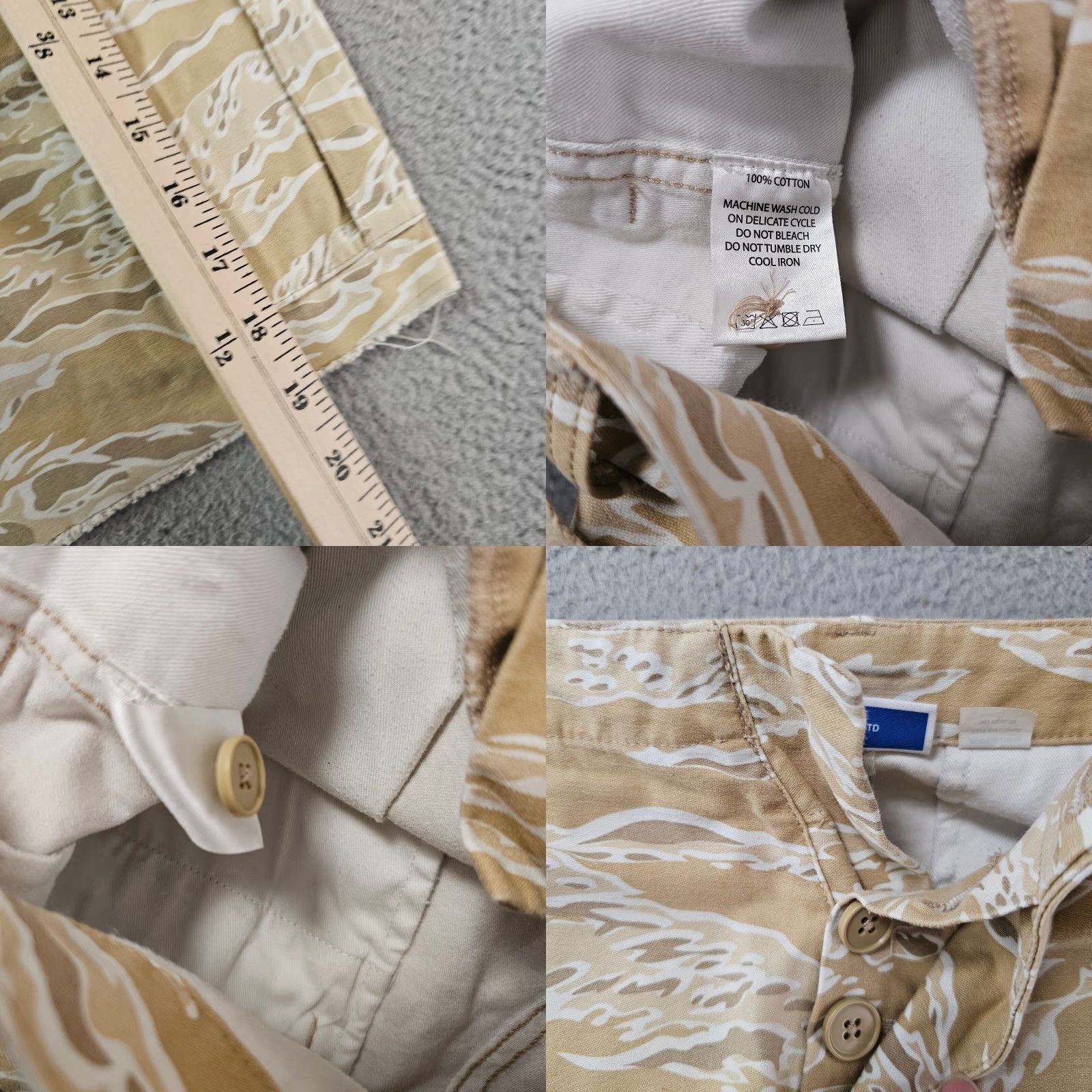 Undefeated UNDFTD Undefeated Mens Size 28 Cargo Shorts Camouflage Light Khaki Brown Cotton Vintage Embroidered Logo Cargo Pocket Casual Size US 28 / EU 44 - 8 Thumbnail