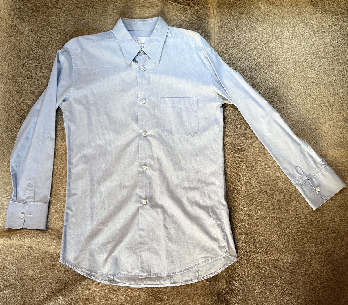 Vintage YOHJI YAMAMOTO Dress Shirt Blue Bengal Pinstripes