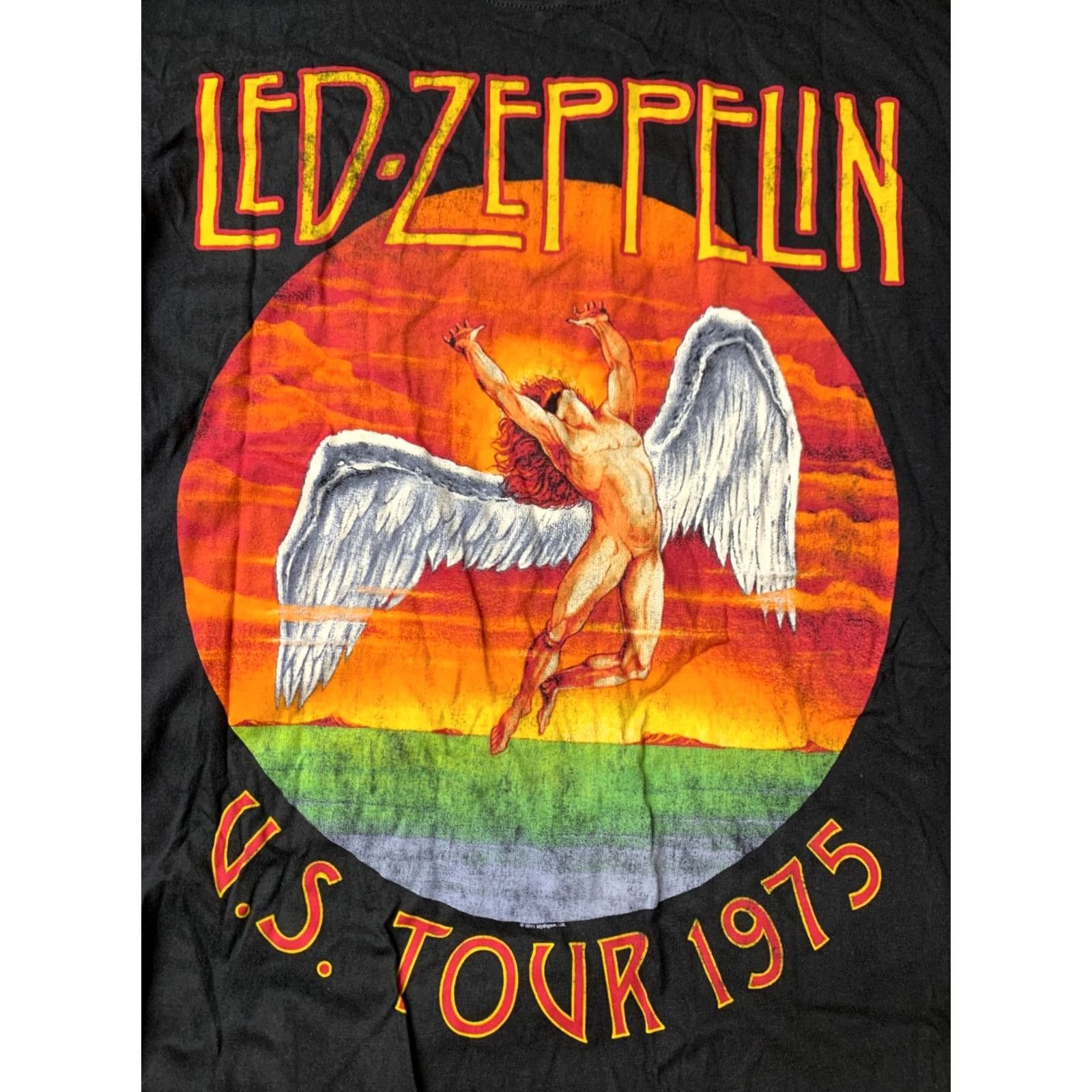 Gildan Led Zeppelin U.S. Tour 1975 Shirt - Gildan Large Black Mens Shirt Only 2011 Vintage Style Heavy Metal Print Size US L / EU 52-54 / 3 - 3 Thumbnail