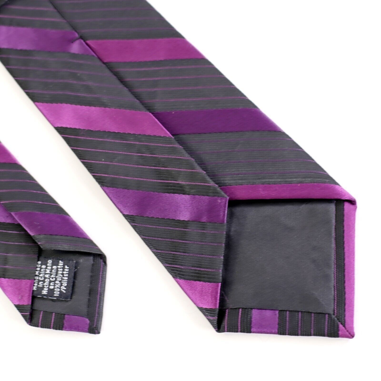 Apt. 9 Apt 9 Purple Black Striped Woven Polyester Skinny Tie Size ONE SIZE - 5 Thumbnail