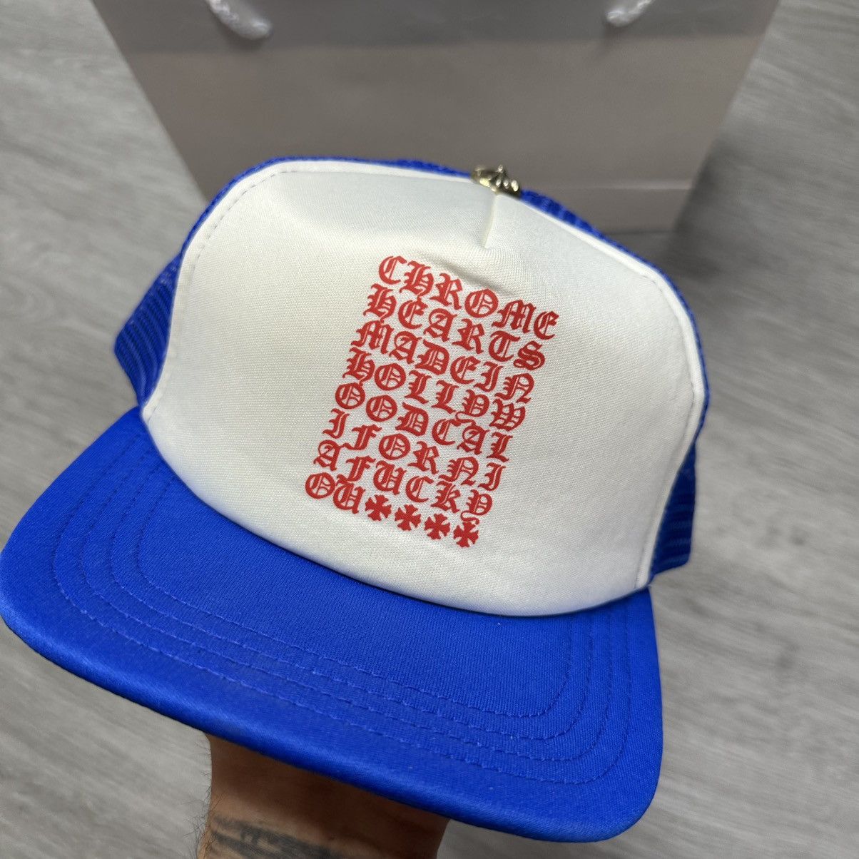 Chrome Hearts Chrome Hearts Trucker Hat Eye Chart Blue Size ONE SIZE - 2 Thumbnail