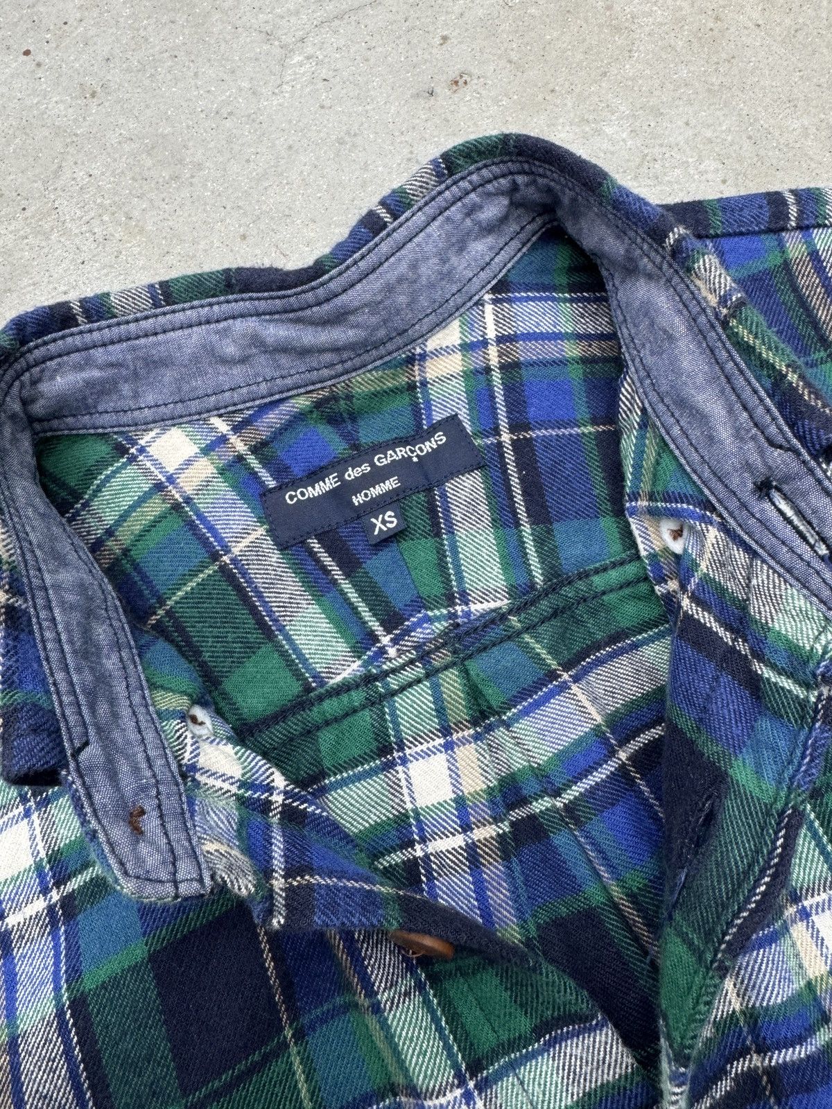Comme des Garcons Homme Blue and Green Plaid Comme Des Garcon Homme Flannel ButtonUp Size US XS / EU 42 / 0 - 3 Thumbnail
